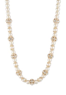 Gold Tone 16" Pearl Collar Necklace