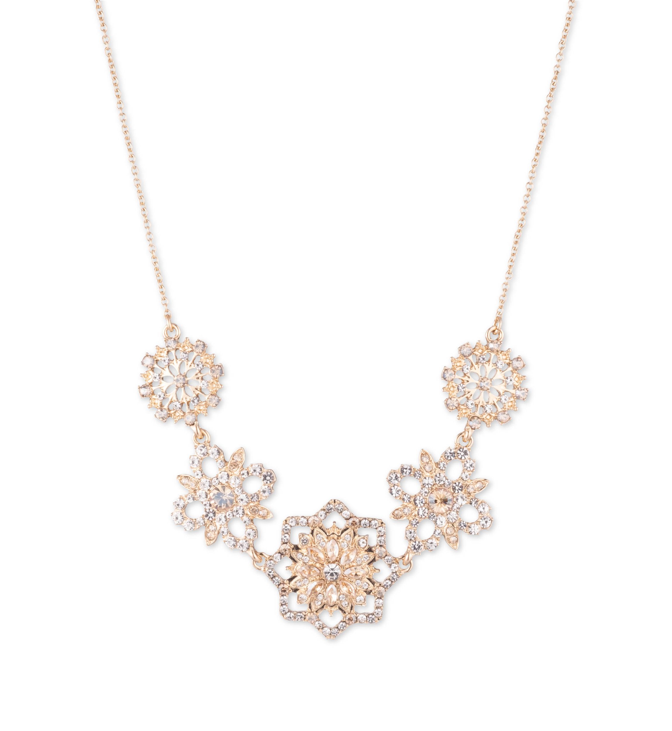 Gold Tone 16" Floral Frontal Necklace