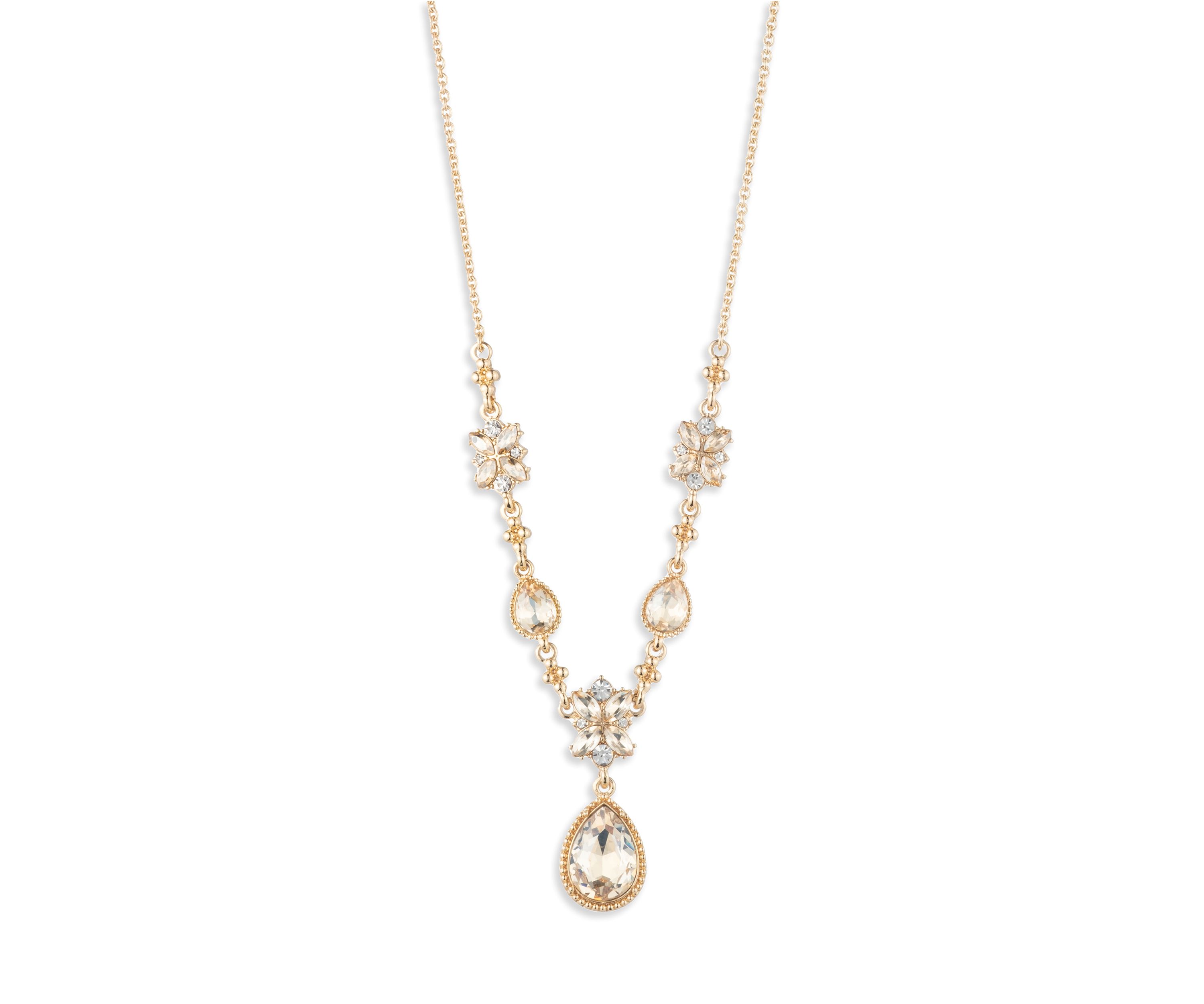 Crystal Y-Neck Cluster Necklace