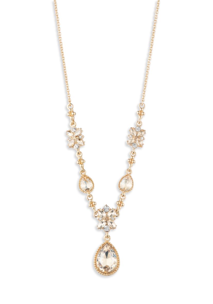 Crystal Y-Neck Cluster Necklace