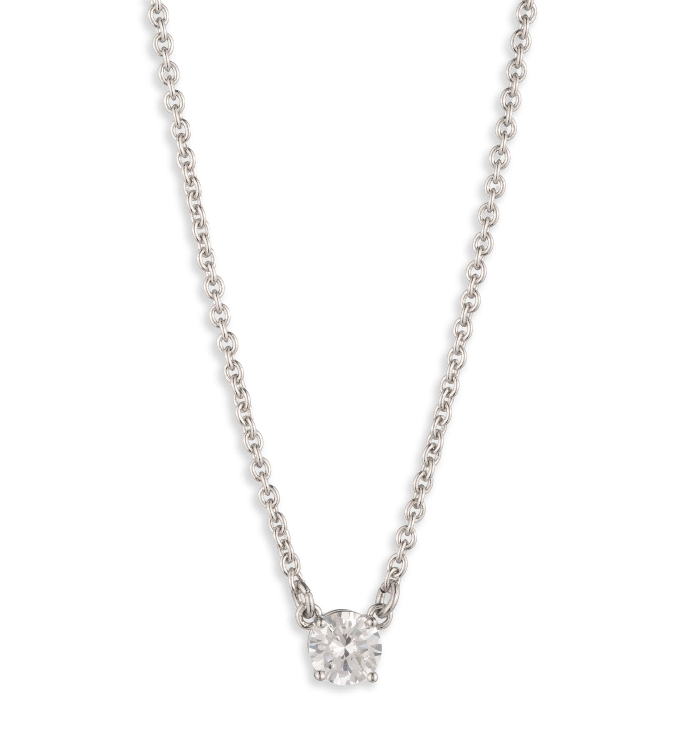 Silver Tone Crystal Pendant Necklace