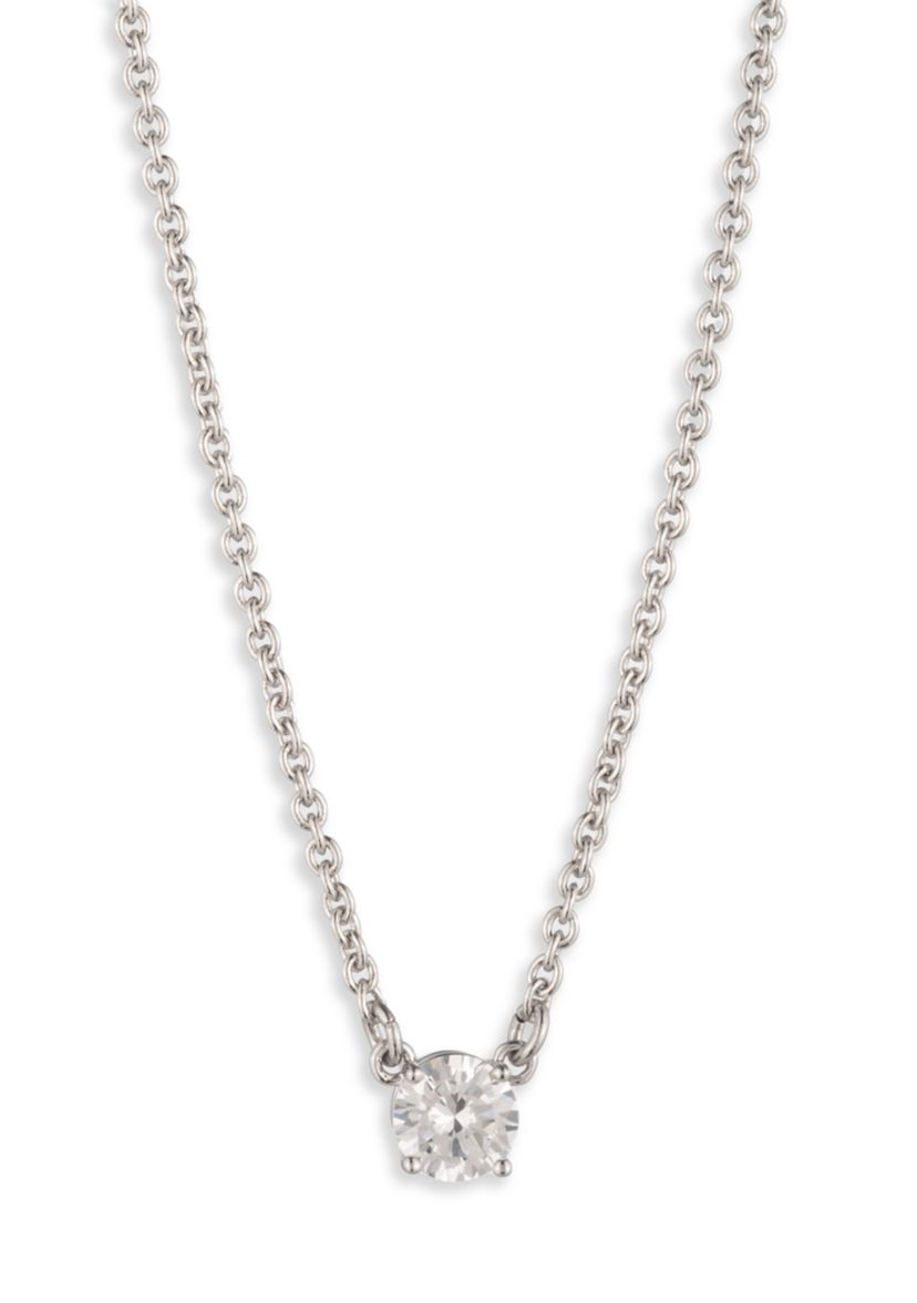 Silver Tone Crystal Pendant Necklace