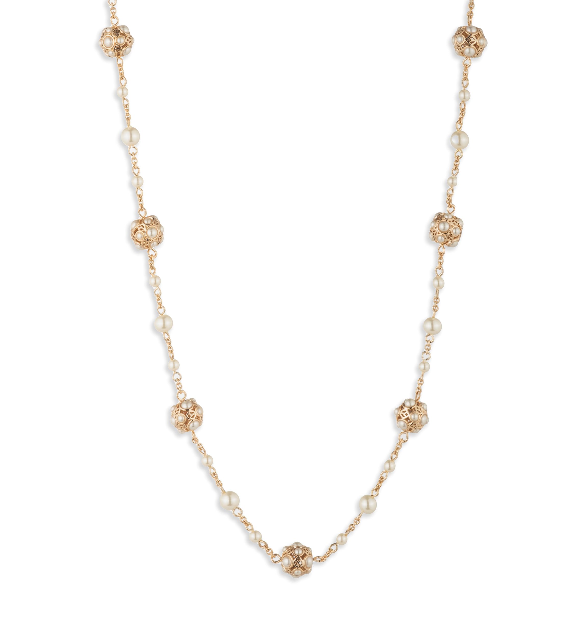 Gold Tone Pearl Collar Necklace