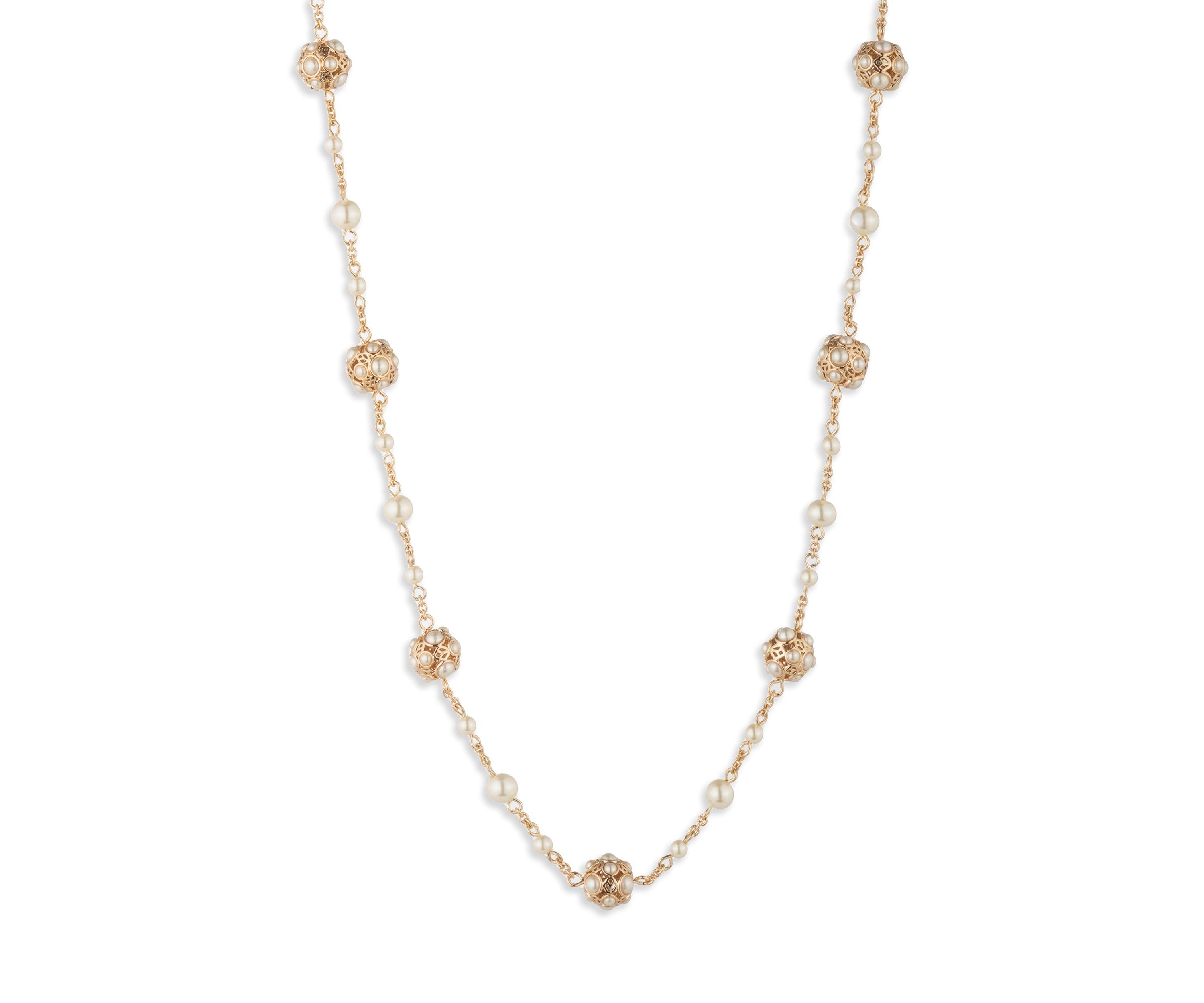 Gold Tone Pearl Collar Necklace