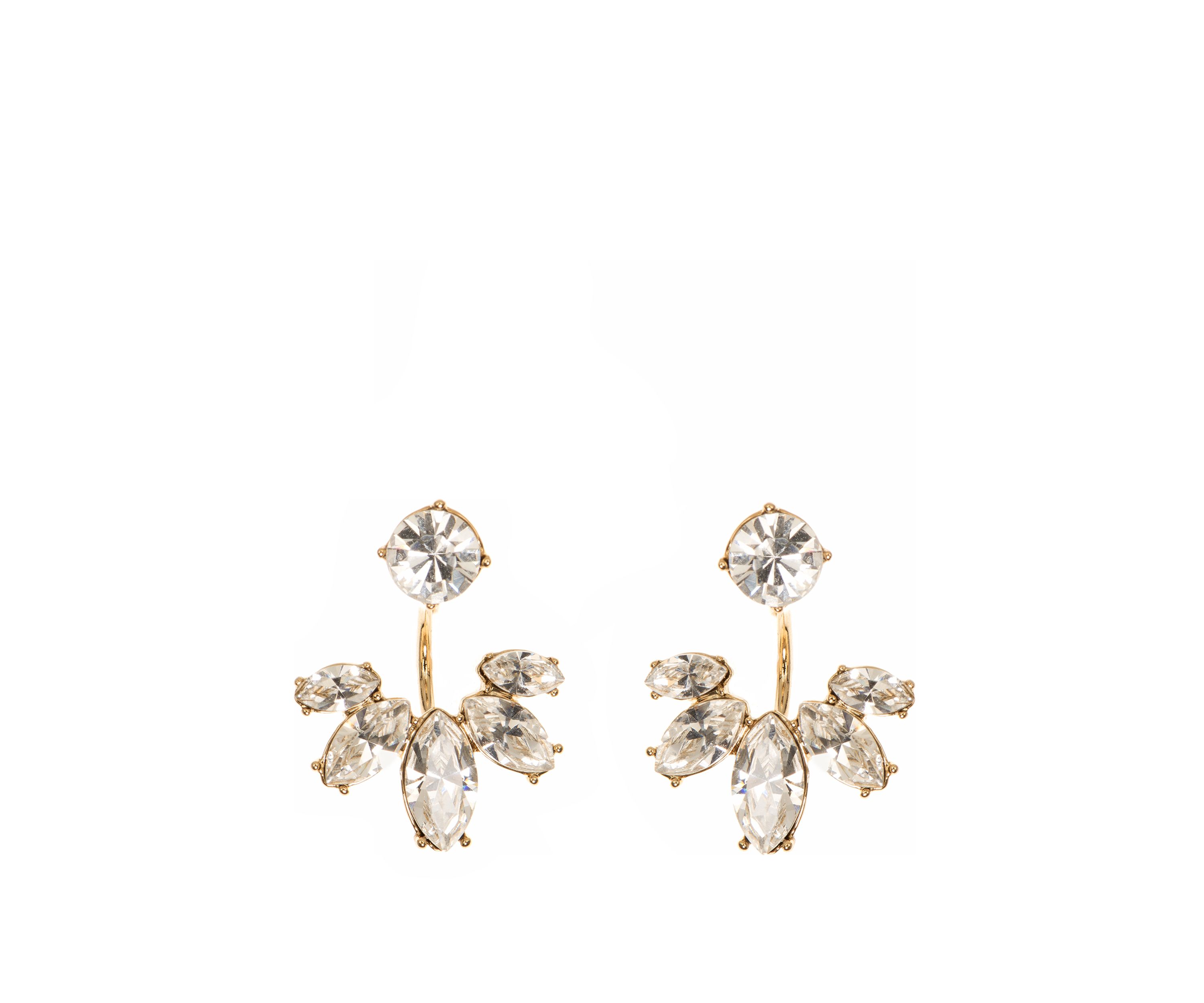 Gold Crystal Silk Marquis Floater Earrings