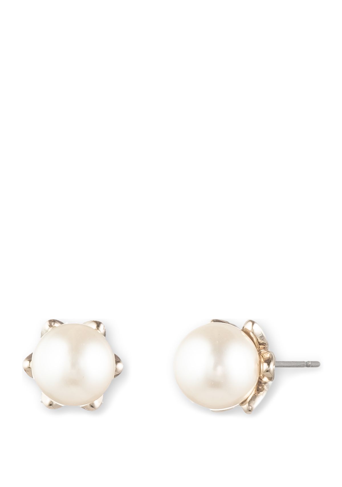 8 mm Gold Tone and Cream Pearl Stud Earrings