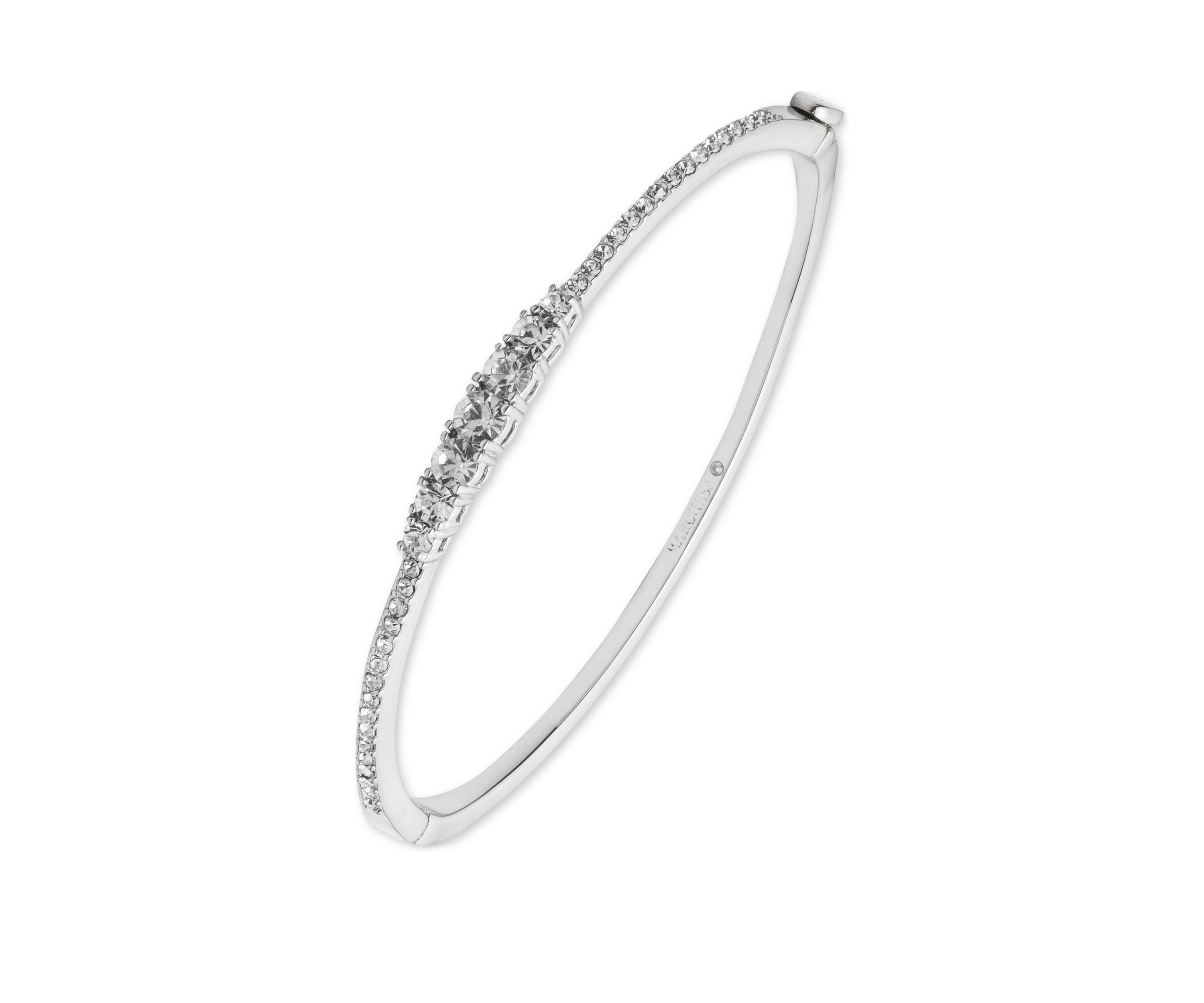 Silver Tone and Crystal Bangle Bracelet