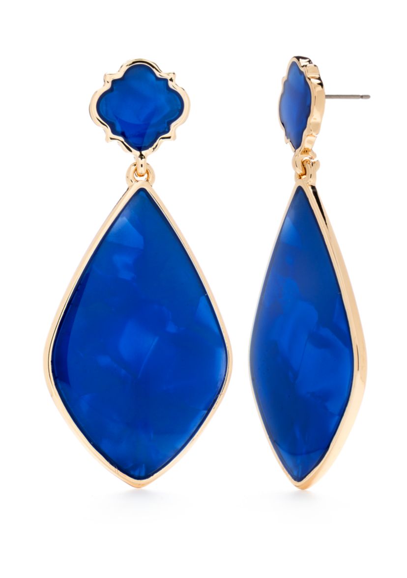 Gold Tone Motif Drop Earnings