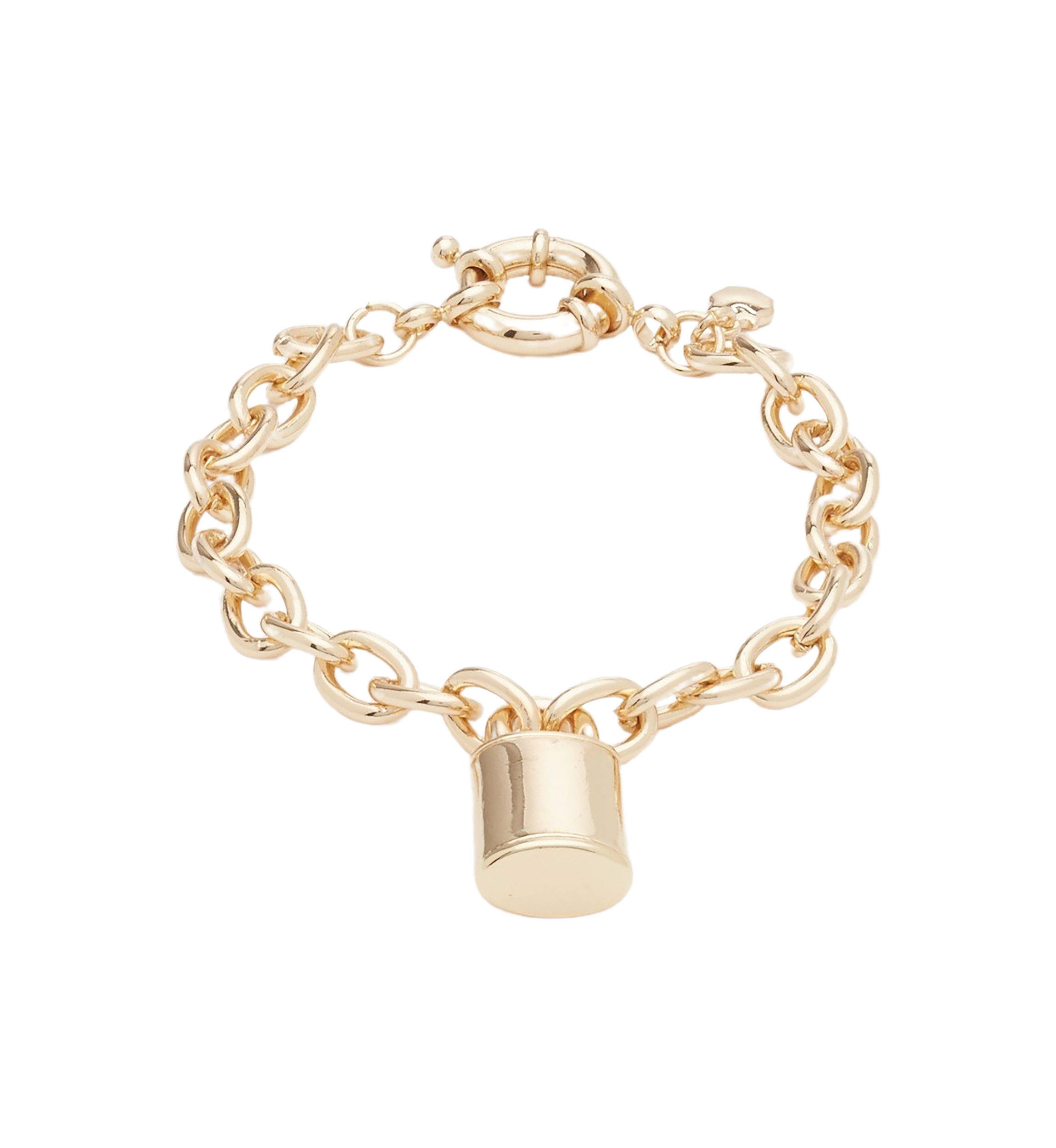 Gold Tone Flex Lock Charm Bracelet