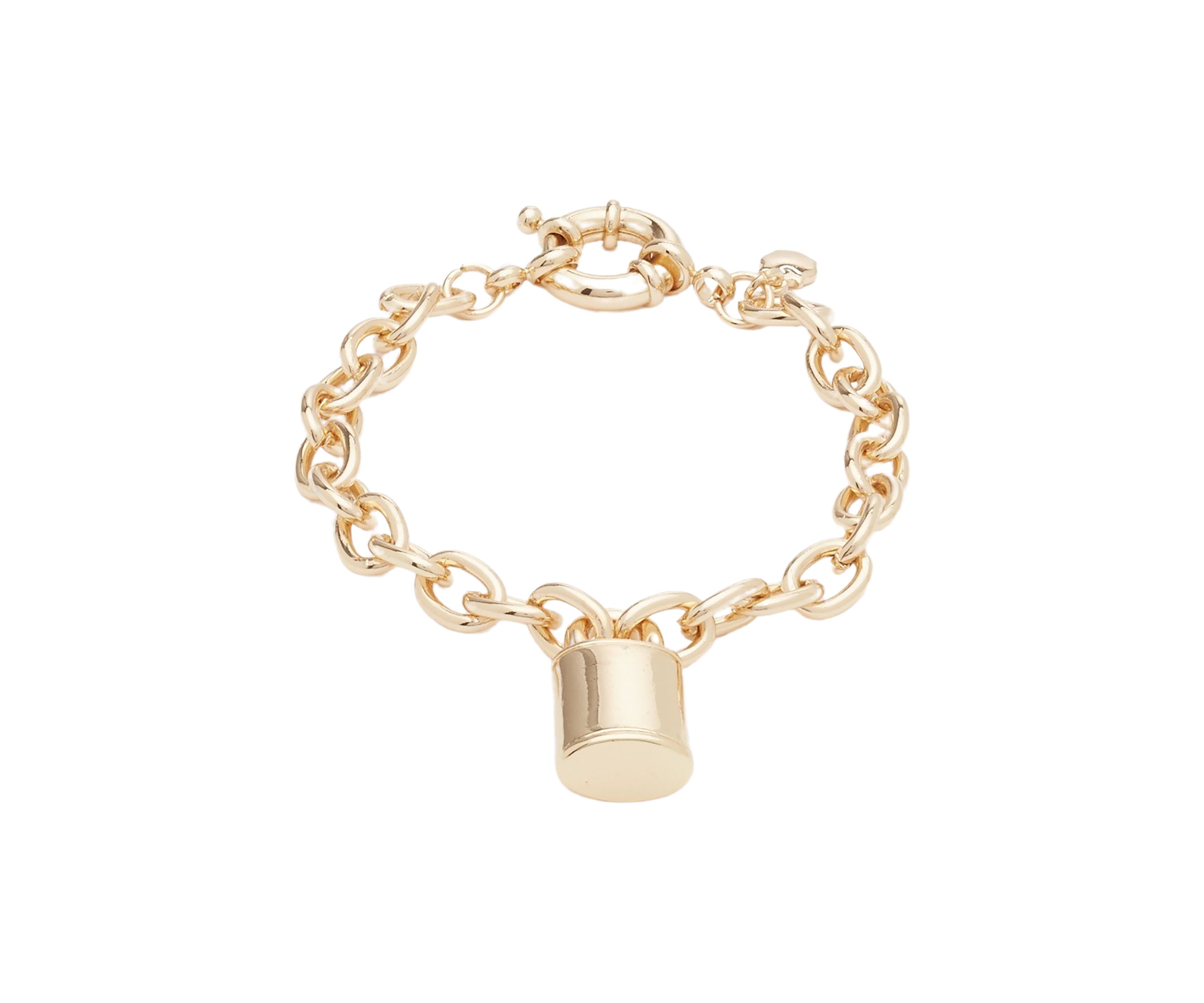 Gold Tone Flex Lock Charm Bracelet
