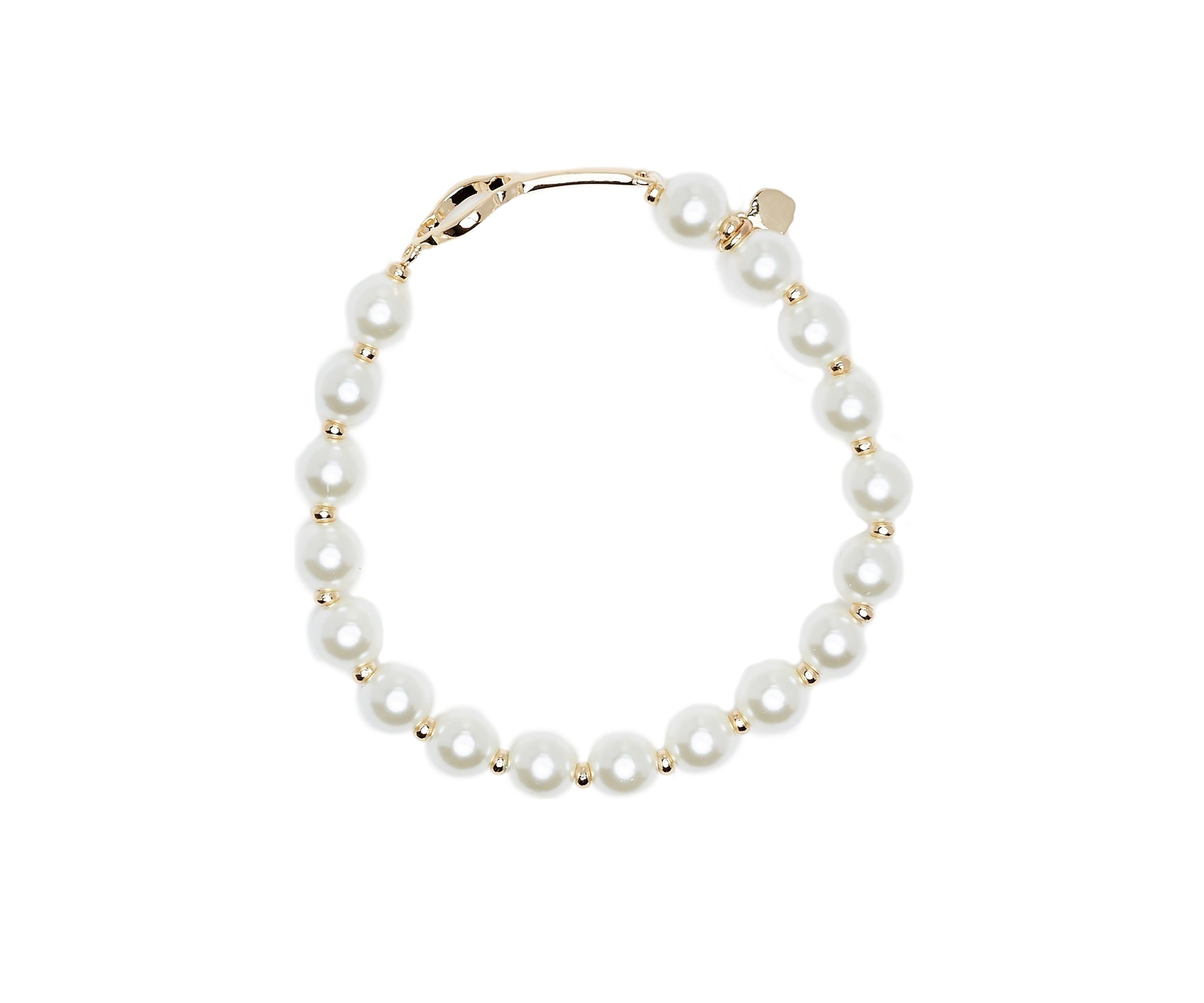 Gold Tone Pearl Stretch Bracelet