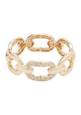 Beautiful Luxury Diamond Flower Blossom Monogram Charm Bracelet Gold Chain Drop Charm