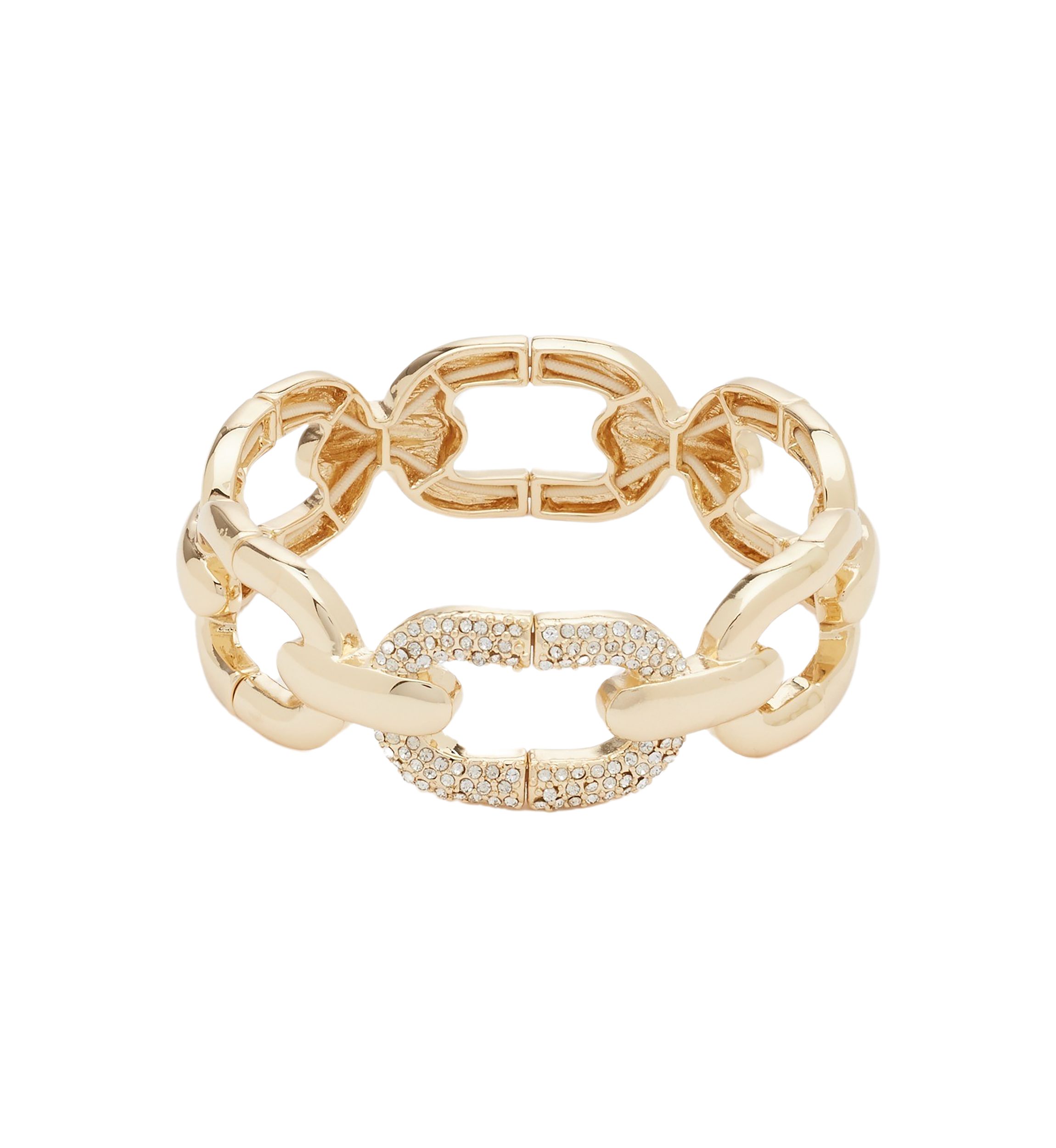 Gold Tone Crystal Pavé Links Stretch Bracelet