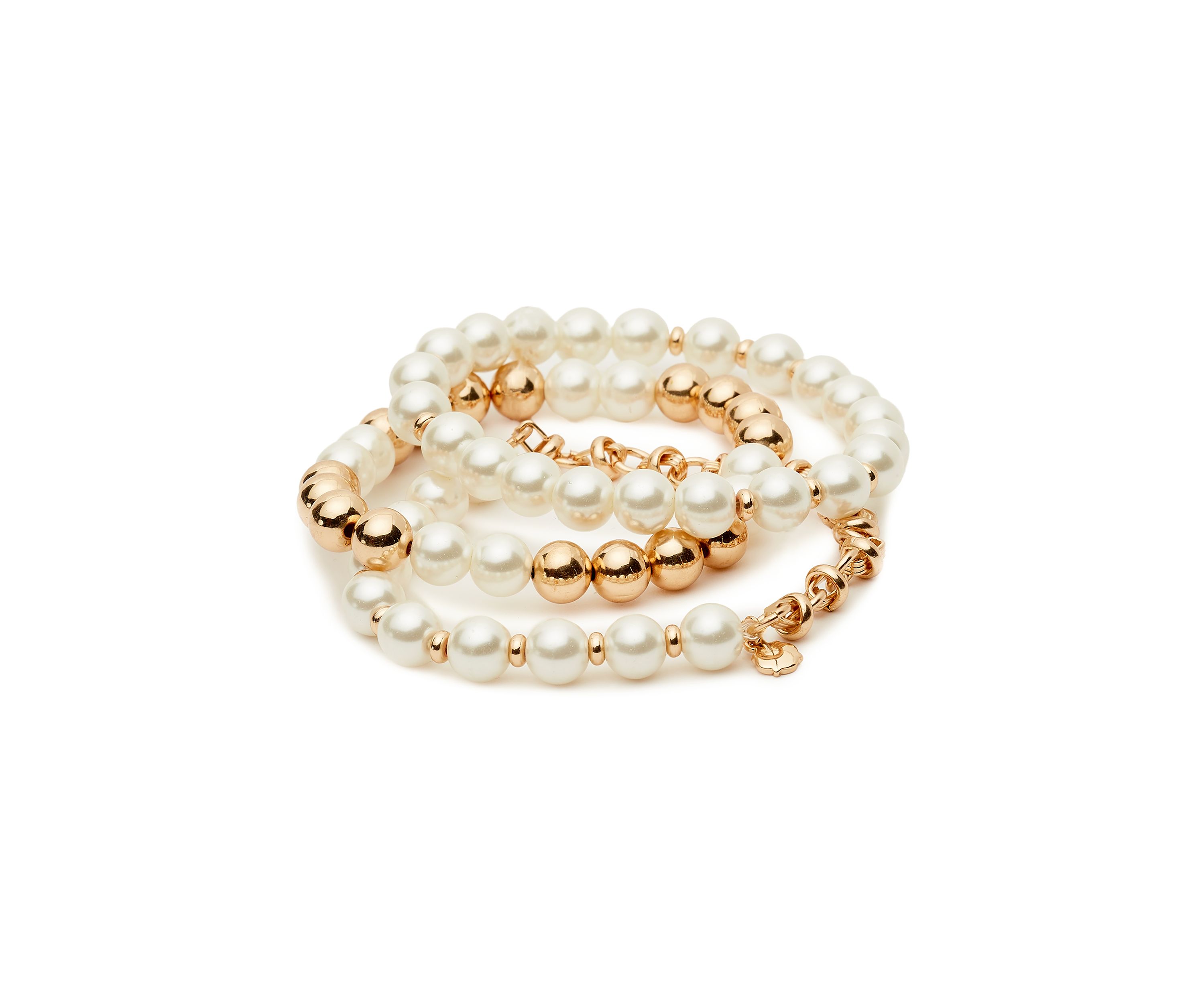 Gold Tone Pearl Bracelet Set