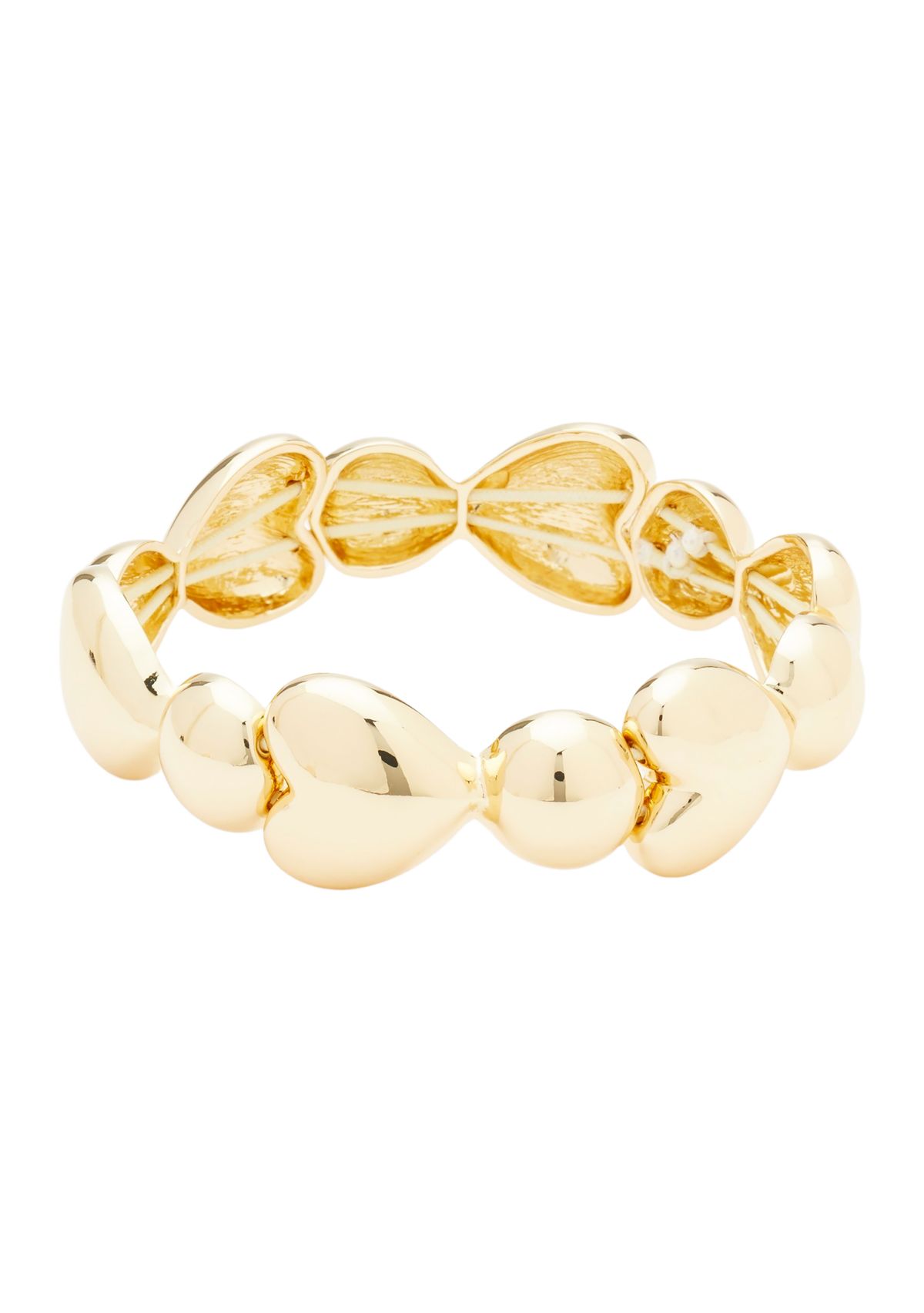 Gold Tone Heart Bead Stretch Bracelet
