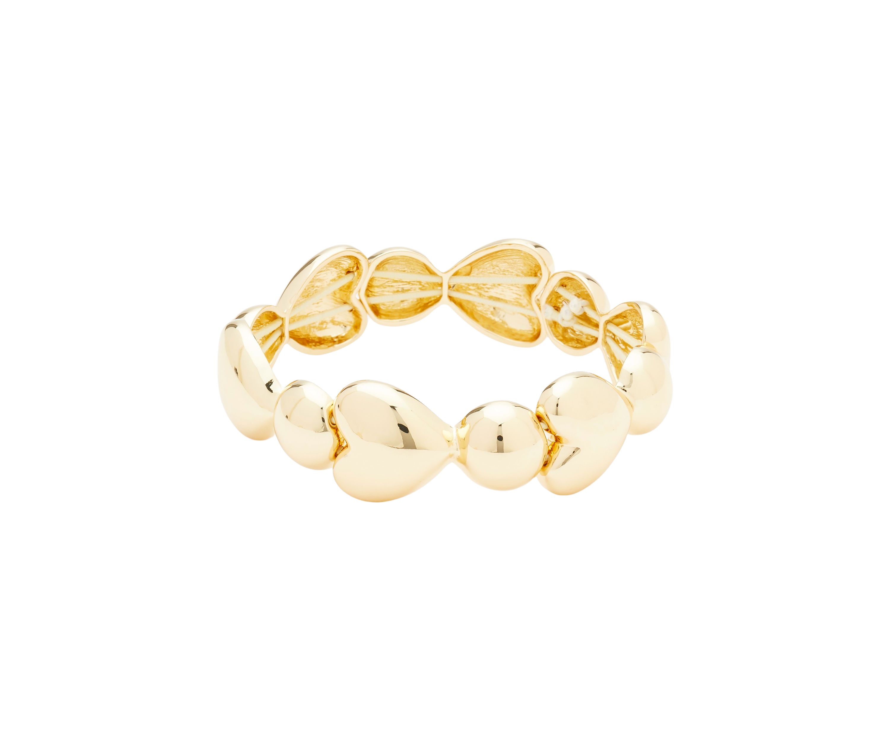 Gold Tone Heart Bead Stretch Bracelet