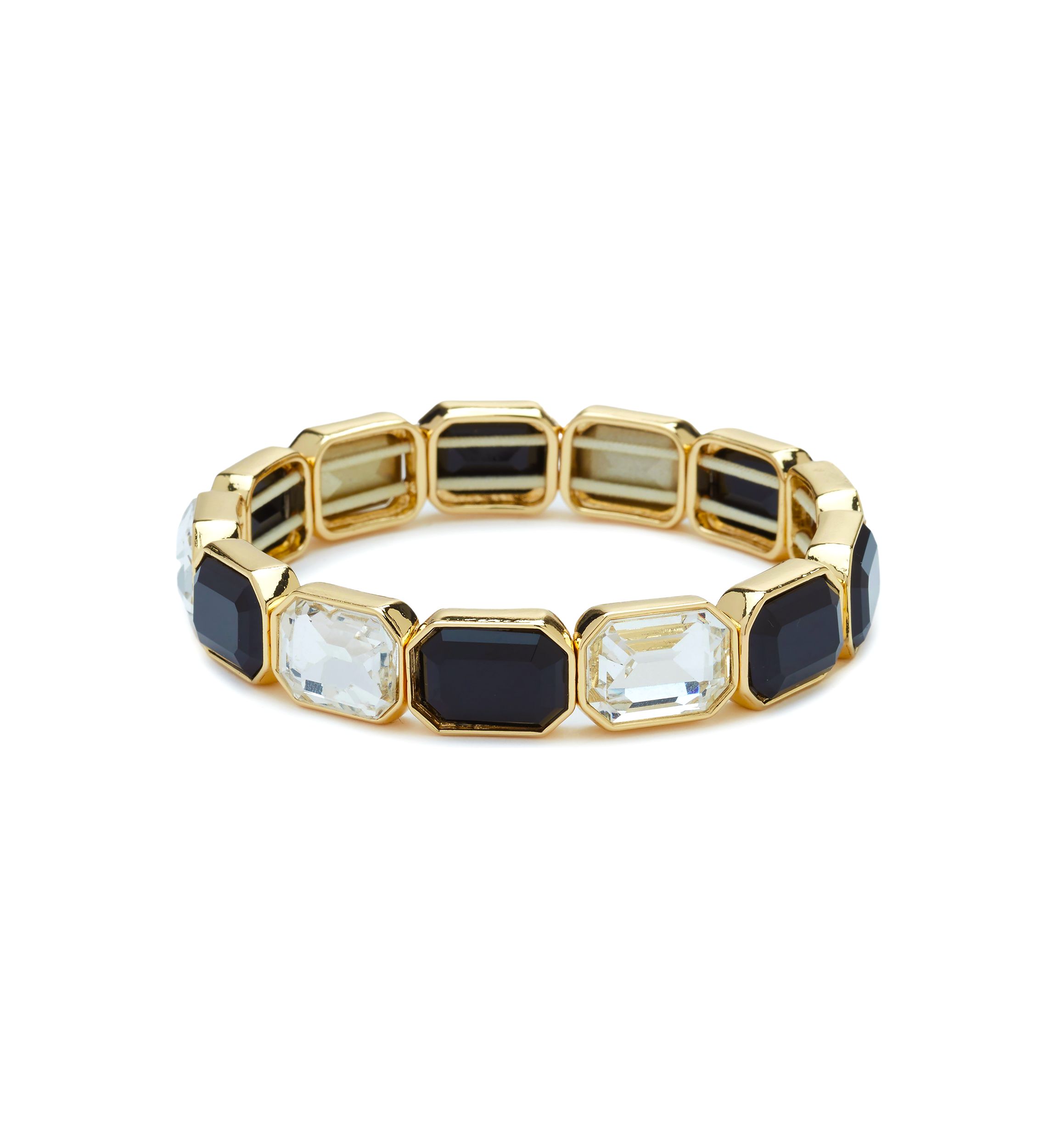 Gold Tone Emerald Cut Stretch Bracelet