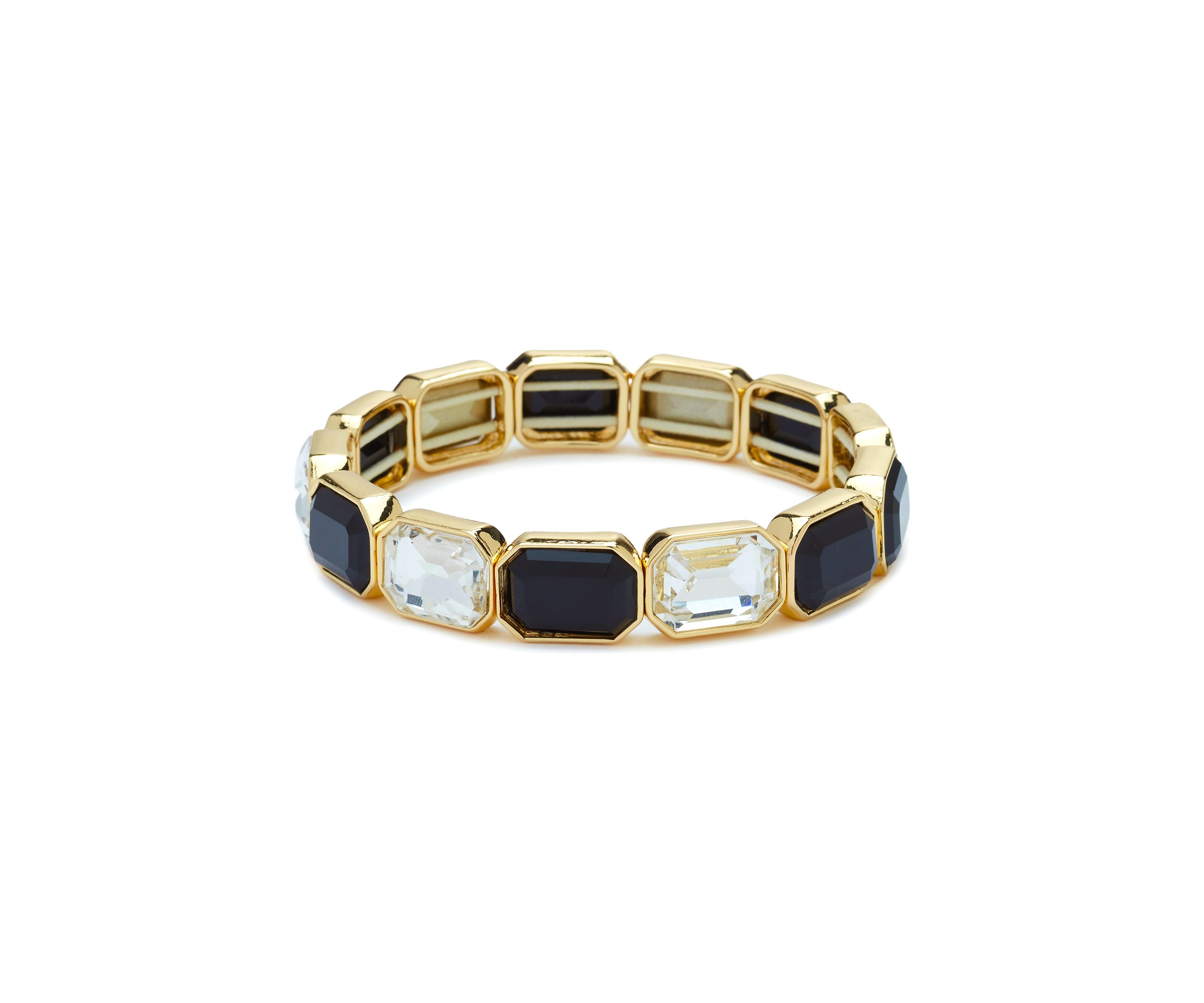 Gold Tone Emerald Cut Stretch Bracelet