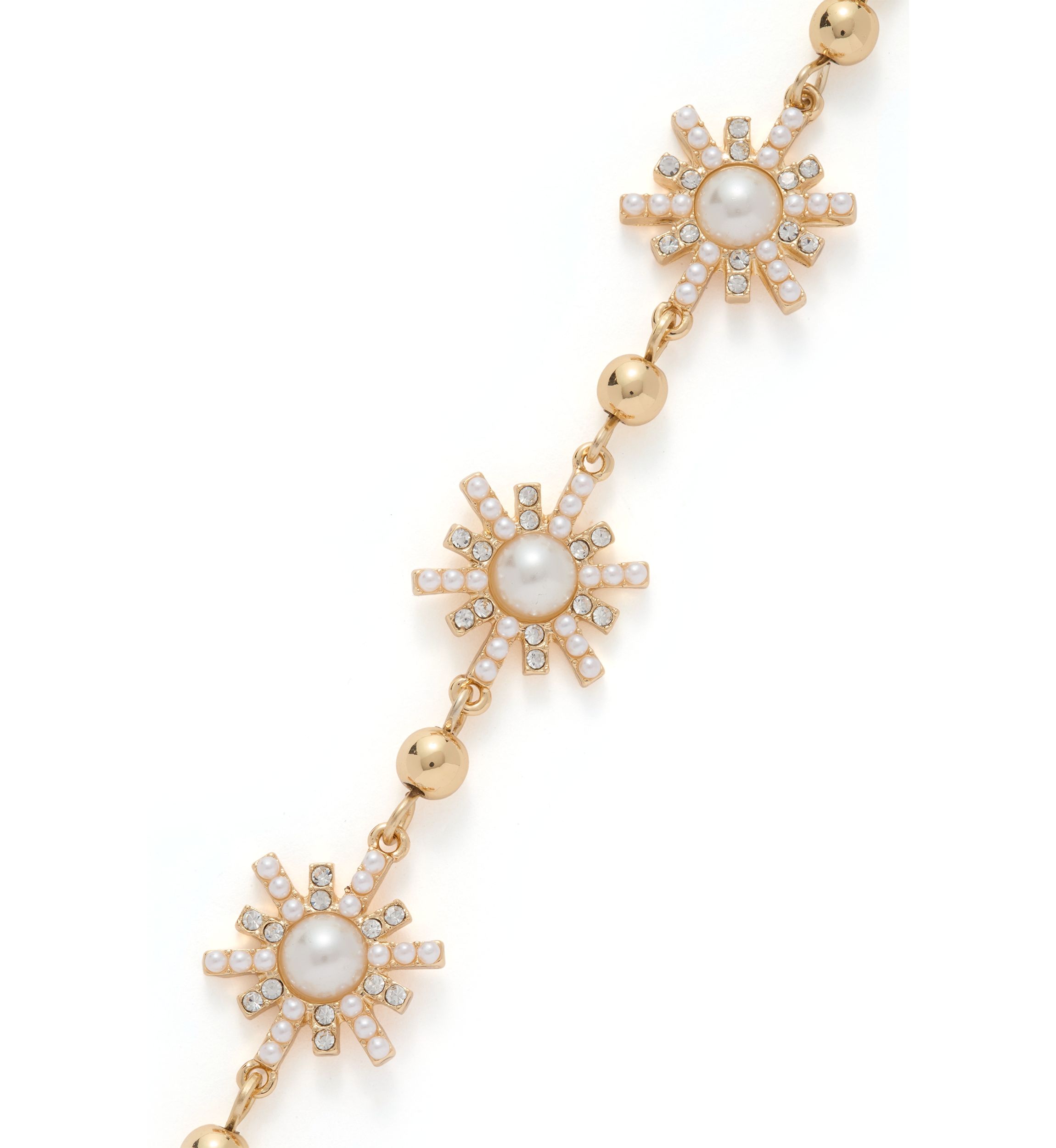 Gold Tone Starburst Pearl Flex Bracelet