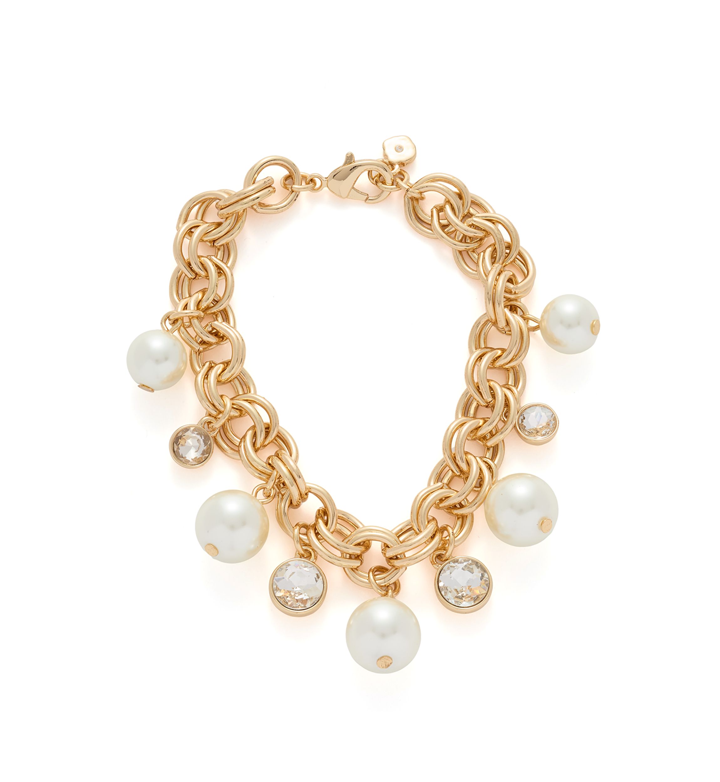 Gold Tone Pearl Shaky Flex Bracelet