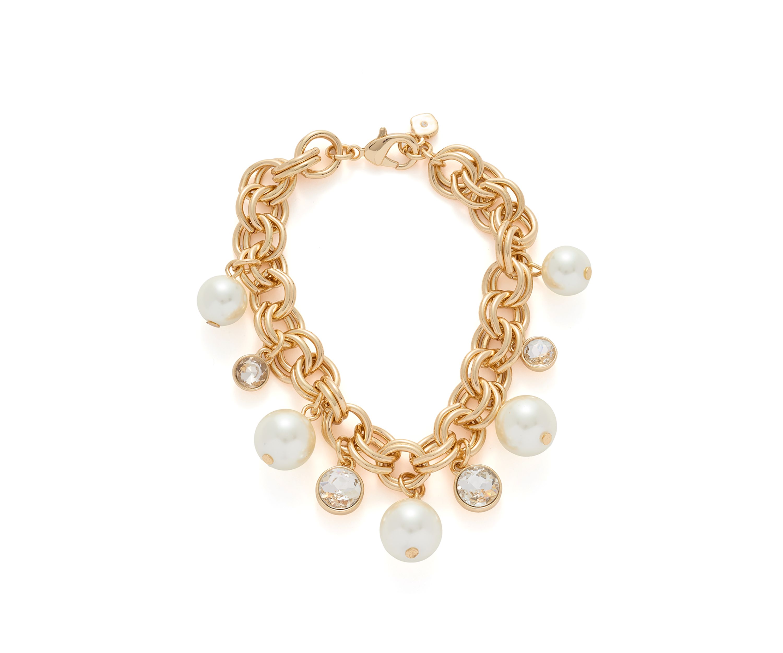 Gold Tone Pearl Shaky Flex Bracelet