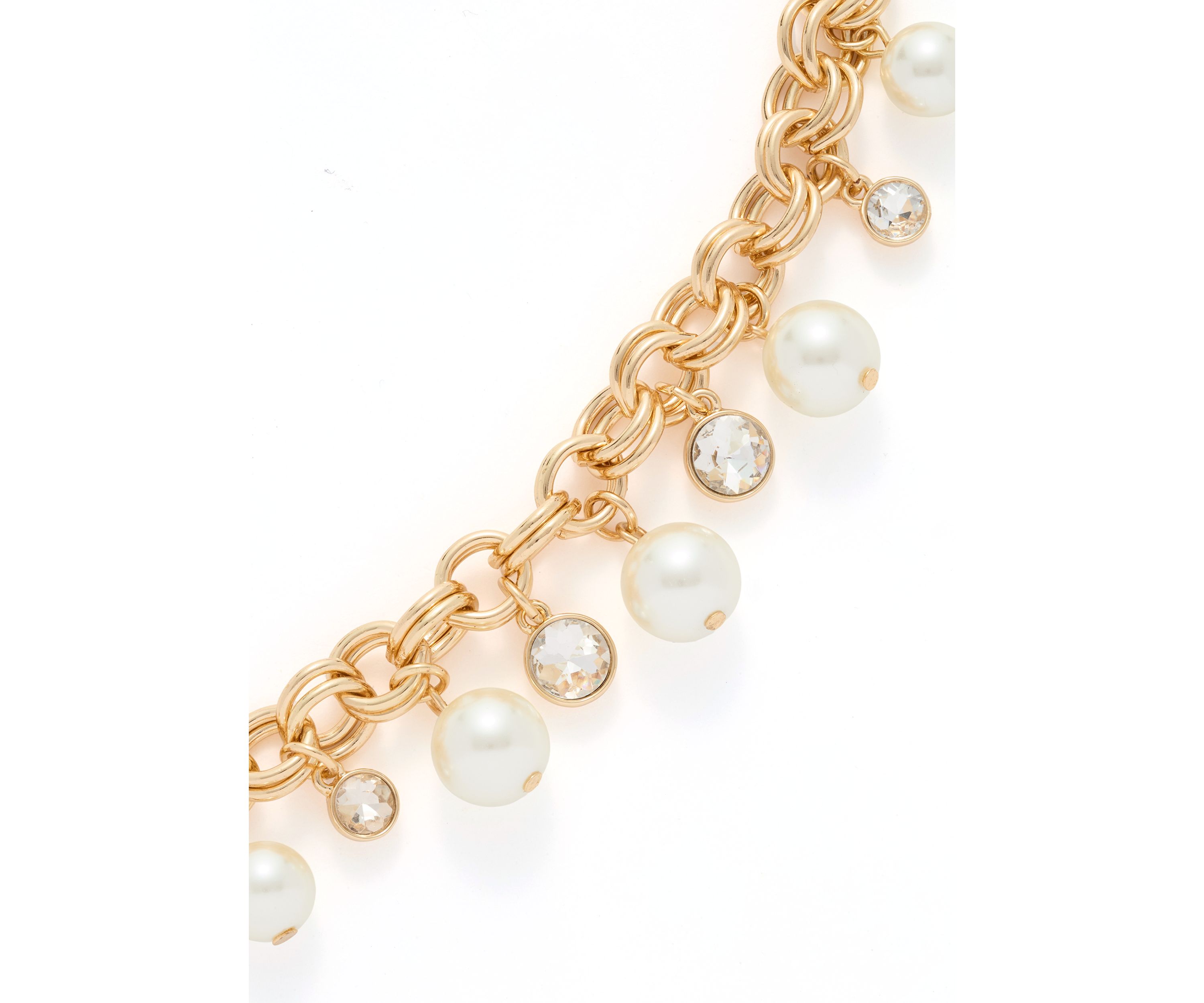 Gold Tone Pearl Shaky Flex Bracelet