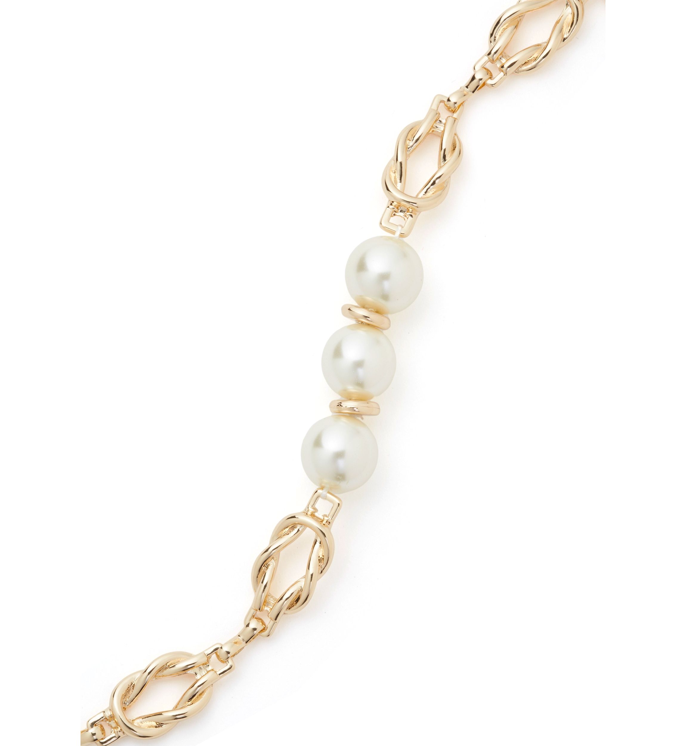 Gold Tone Pearl Twist Flex Bracelet