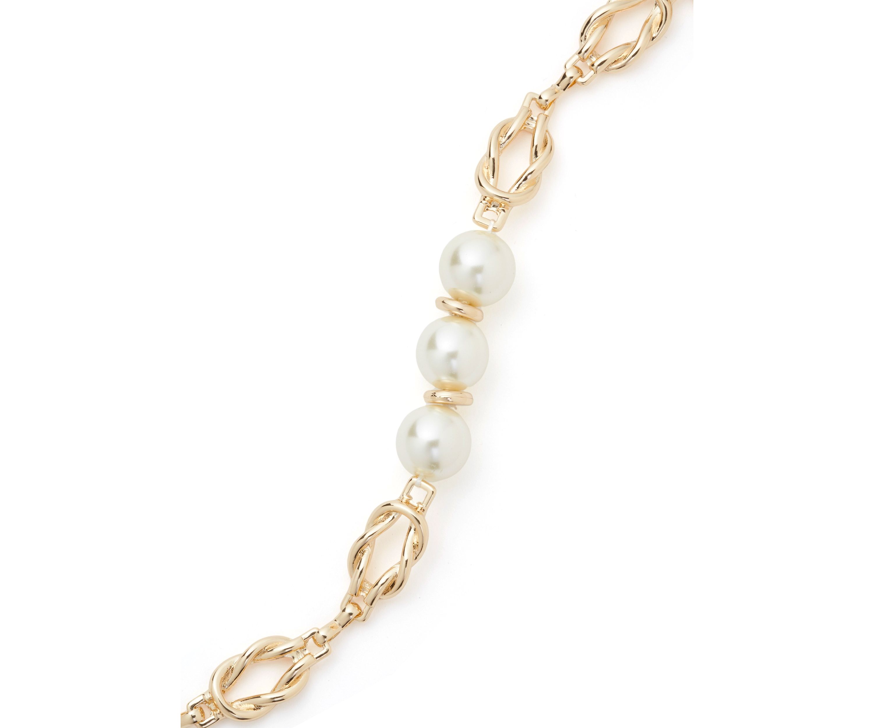 Gold Tone Pearl Twist Flex Bracelet