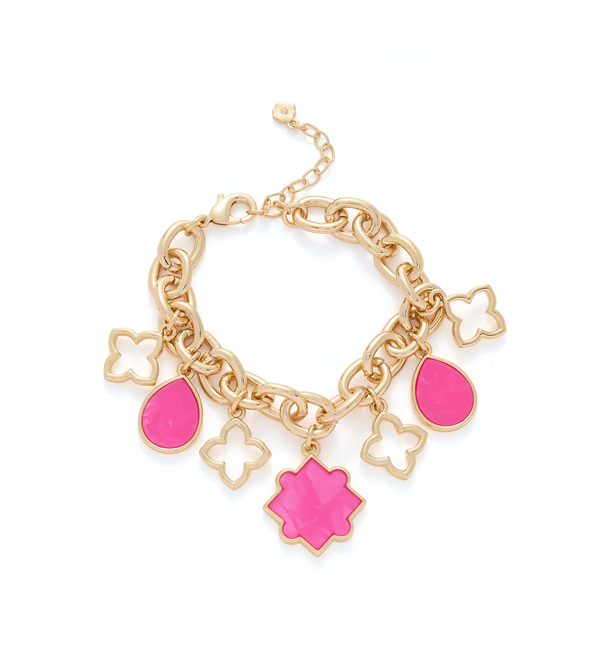 Gold Tone Quatrefoil Charm Bracelet