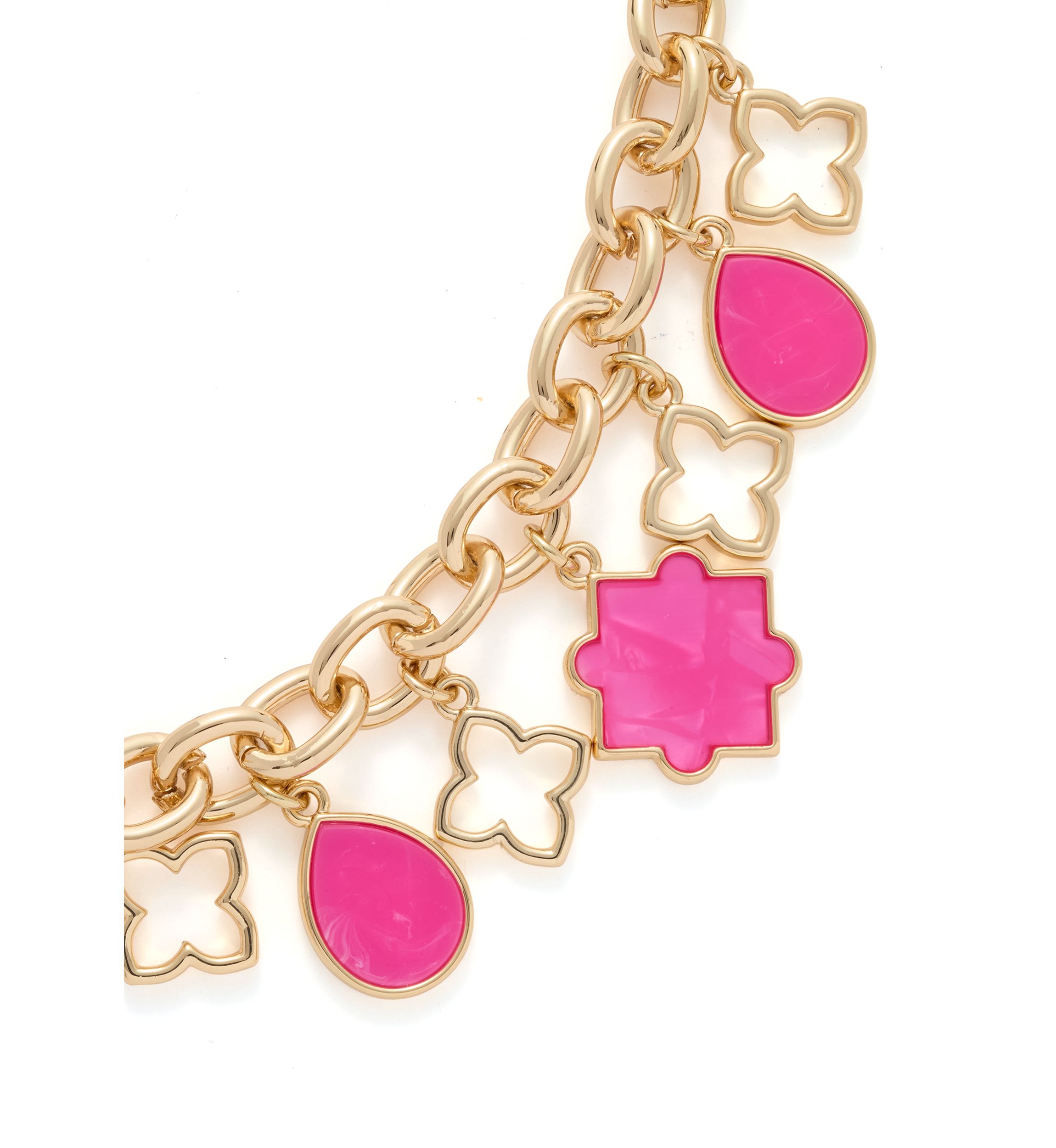Gold Tone Quatrefoil Charm Bracelet