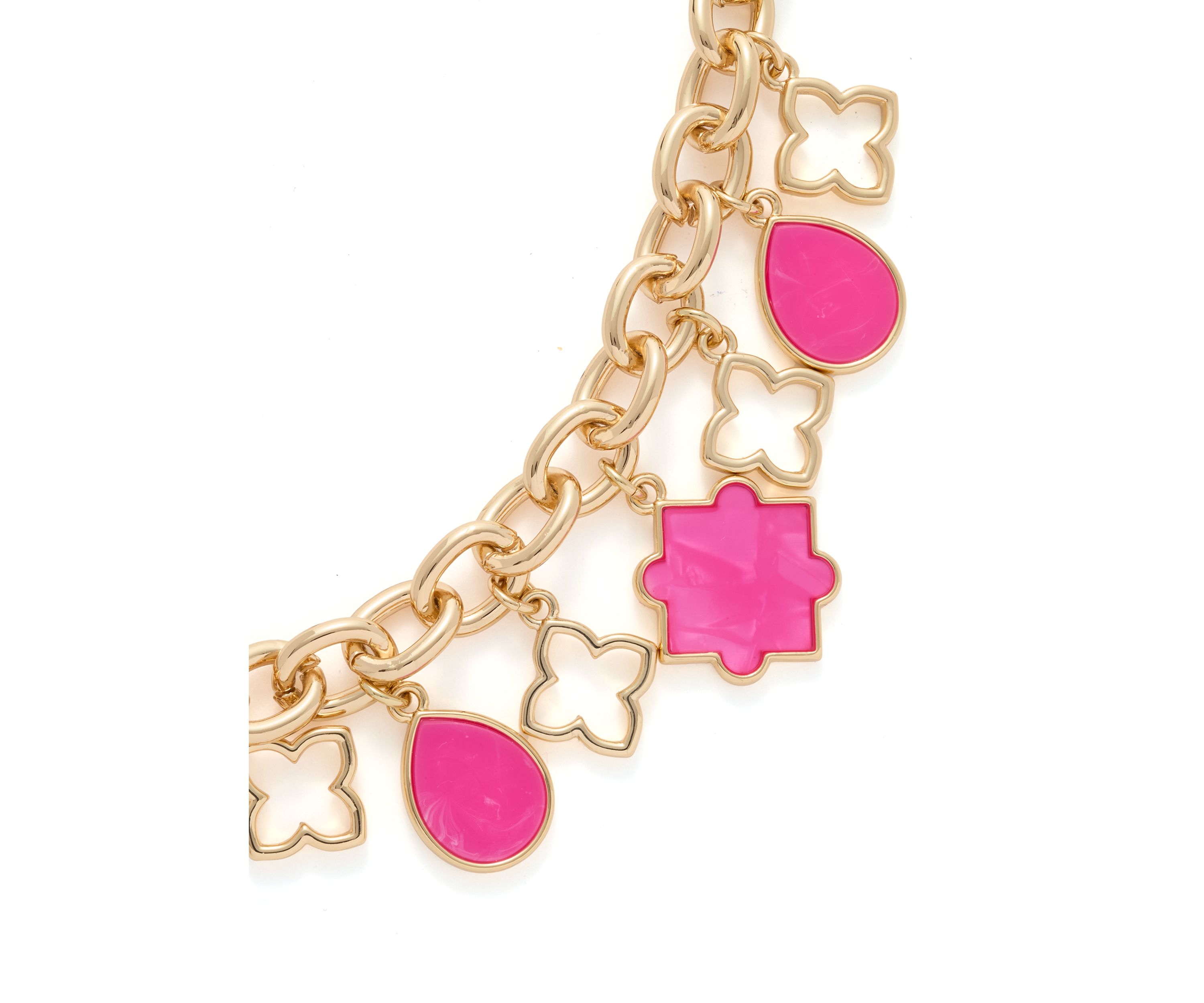 Gold Tone Quatrefoil Charm Bracelet