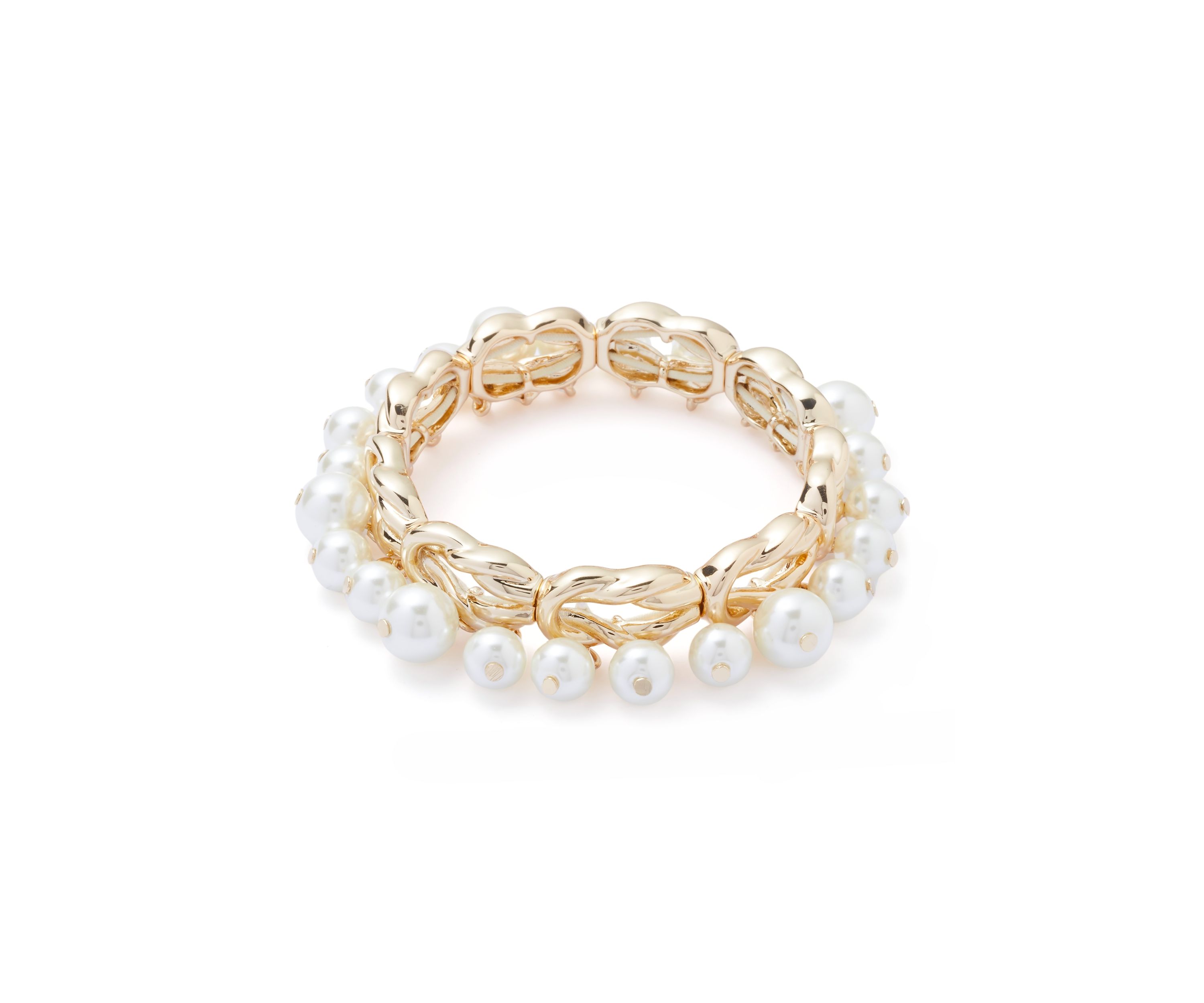 Gold Tone Pearl Stretch Bracelet