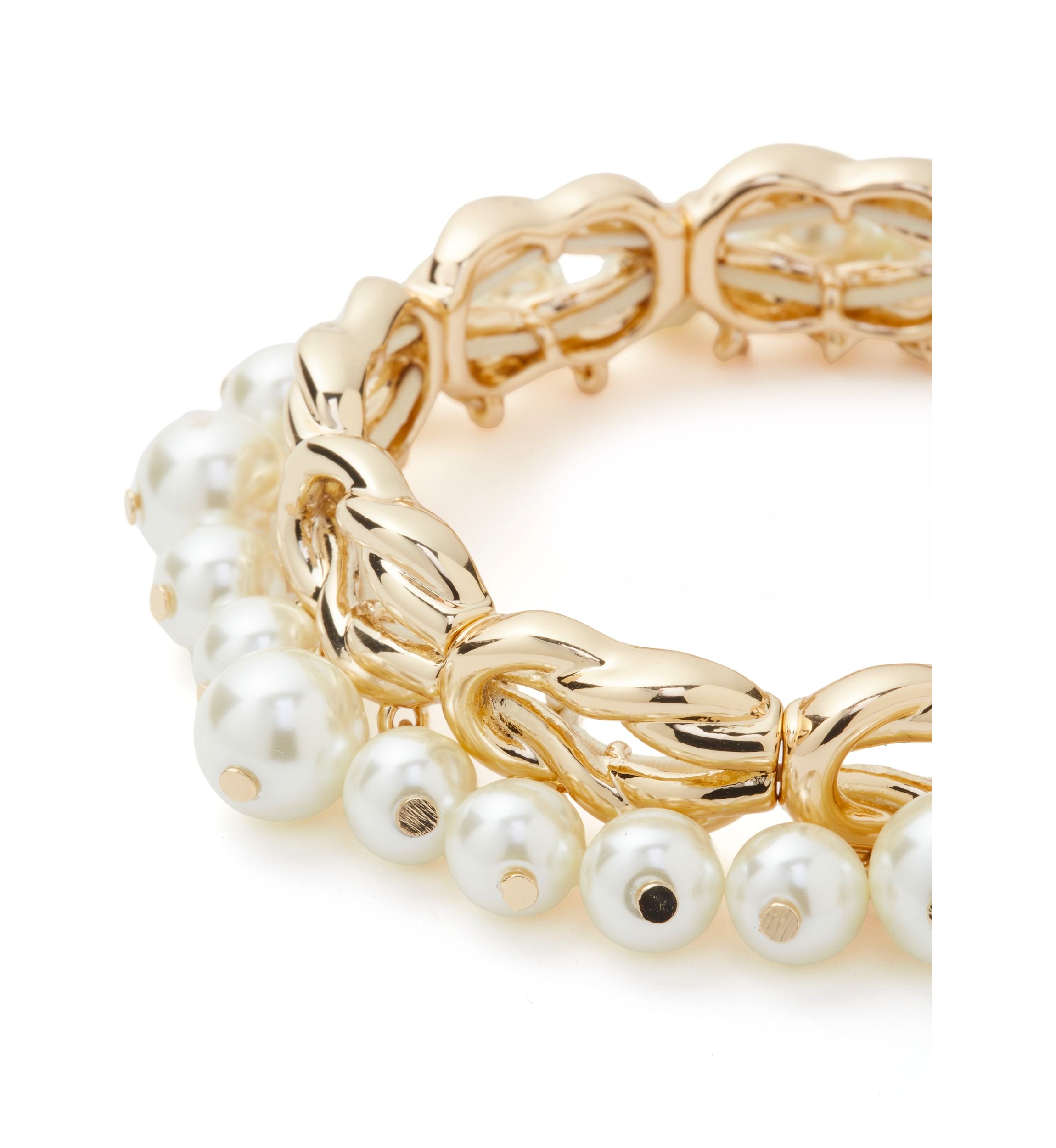 Gold Tone Pearl Stretch Bracelet