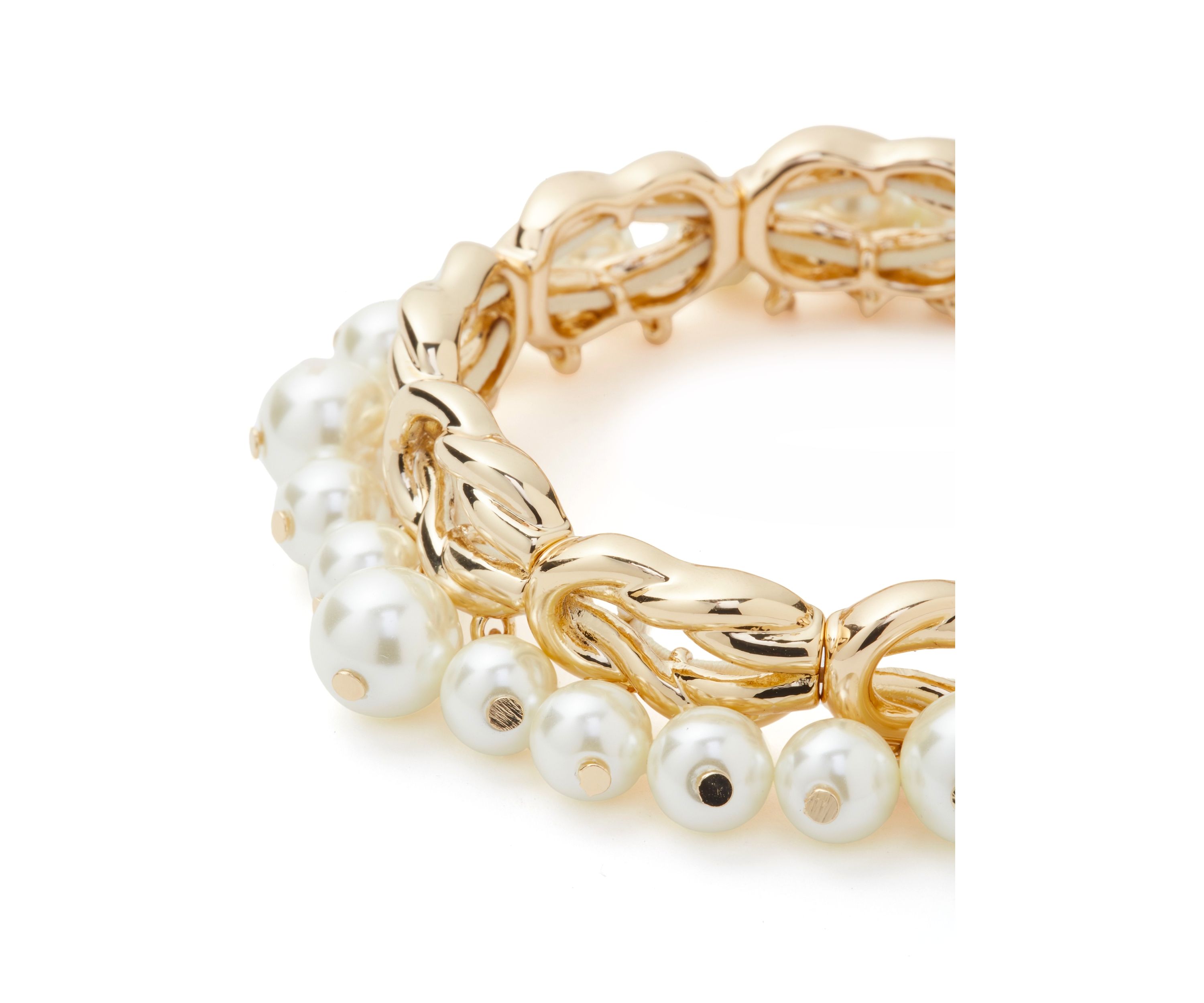 Gold Tone Pearl Stretch Bracelet