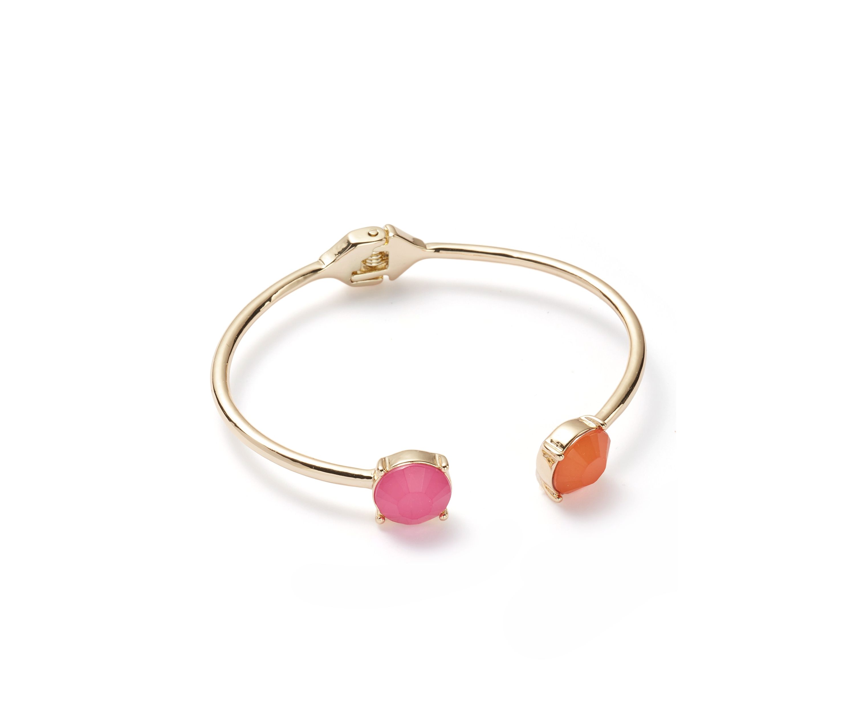 Gold Tone Multi Milky Double Stone Cuff Bracelet