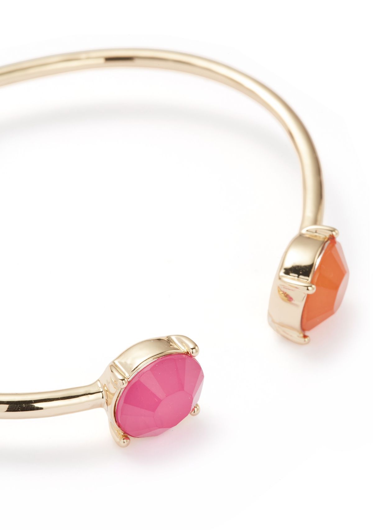 Gold Tone Multi Milky Double Stone Cuff Bracelet