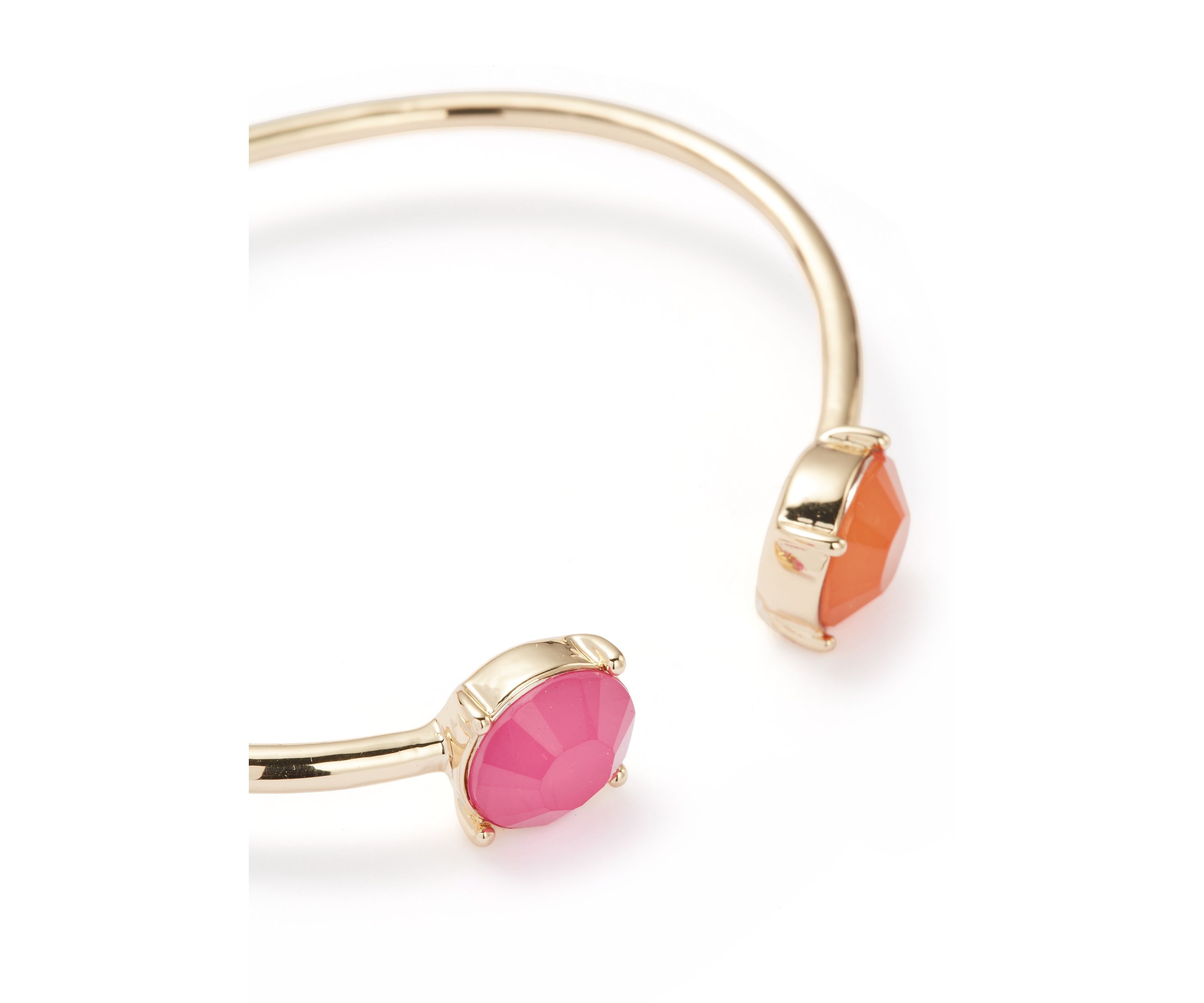 Gold Tone Multi Milky Double Stone Cuff Bracelet