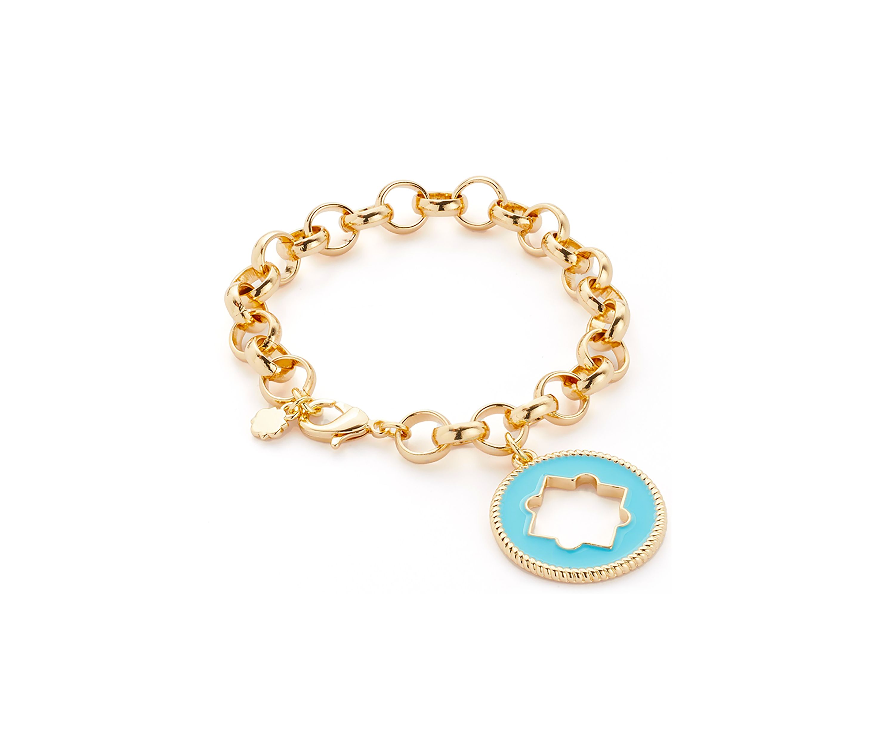 Gold Tone Quatrefoil Charm Line Bracelet