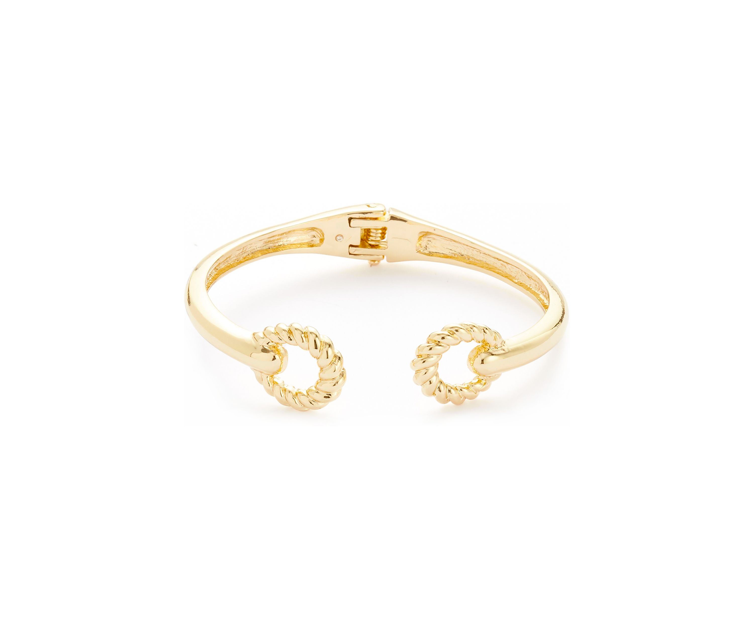 Gold Tone Ribbed Metal Cuff Bracelet