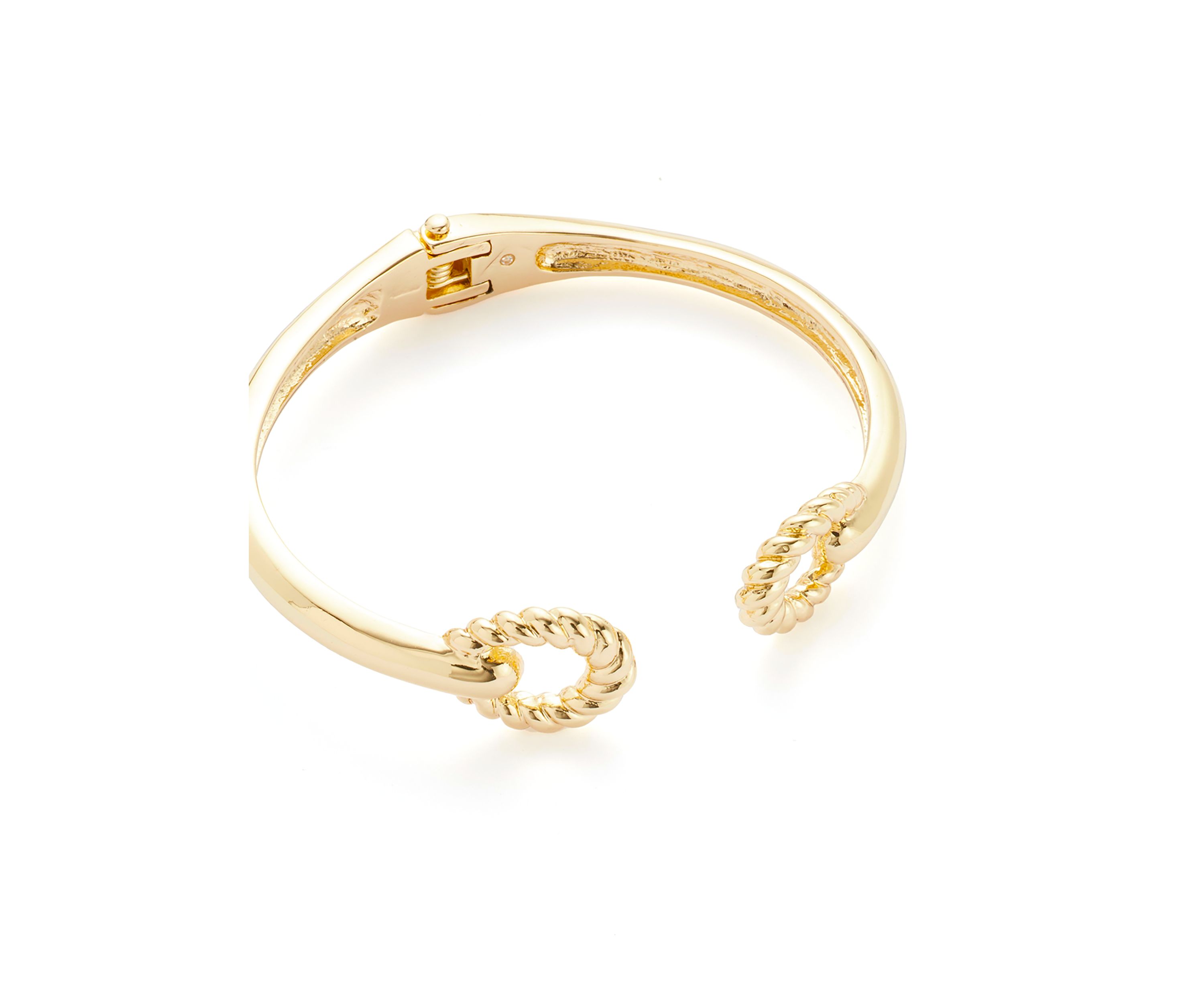 Gold Tone Ribbed Metal Cuff Bracelet