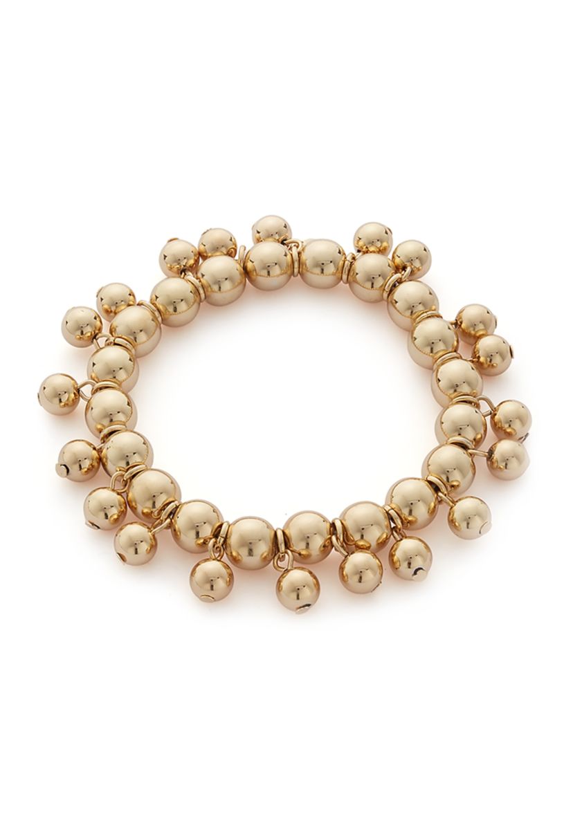 Gold Tone Shaky Bead Stretch Bracelet