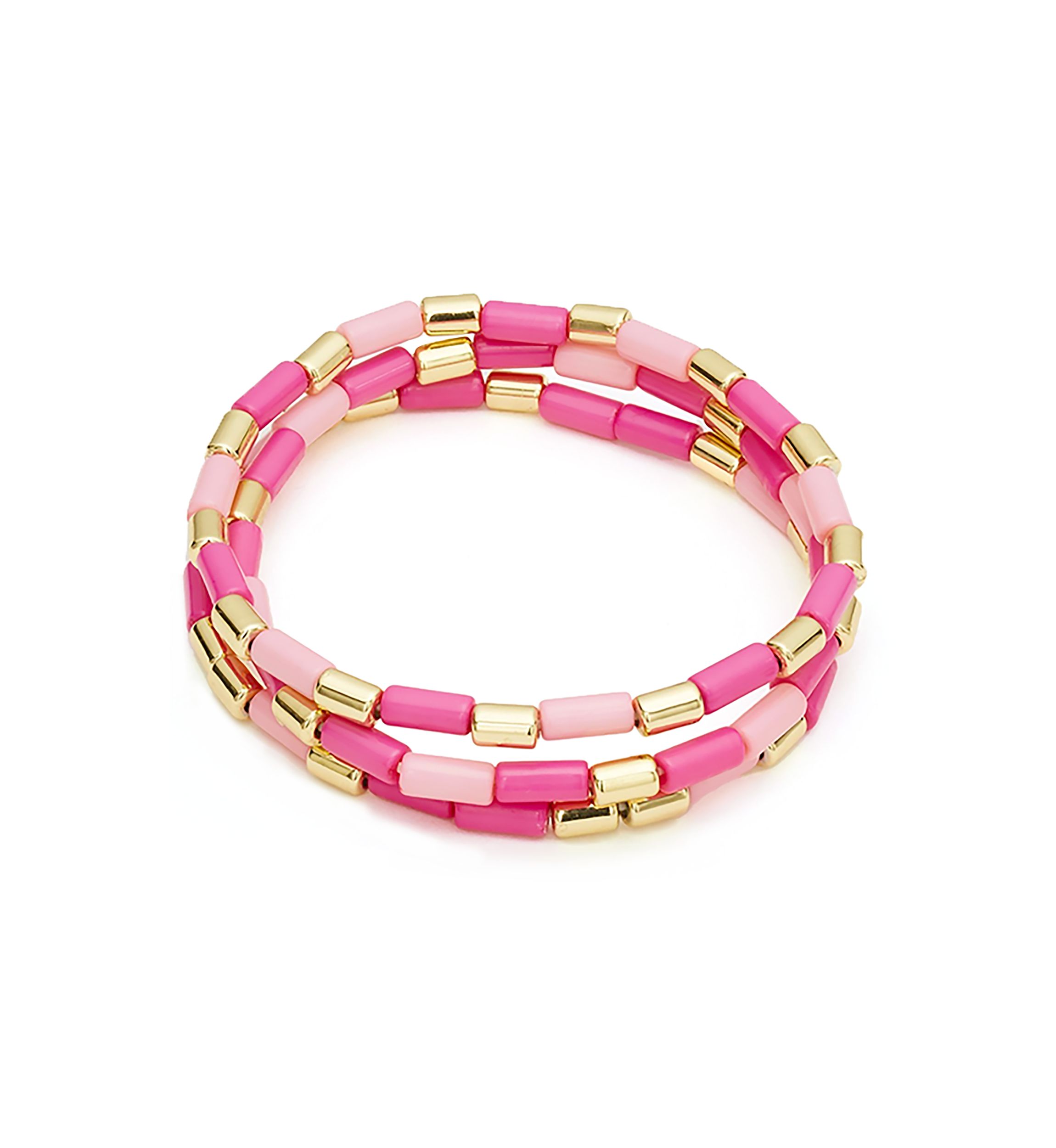 Gold Tone Bead Stretch Trio Bracelet Set