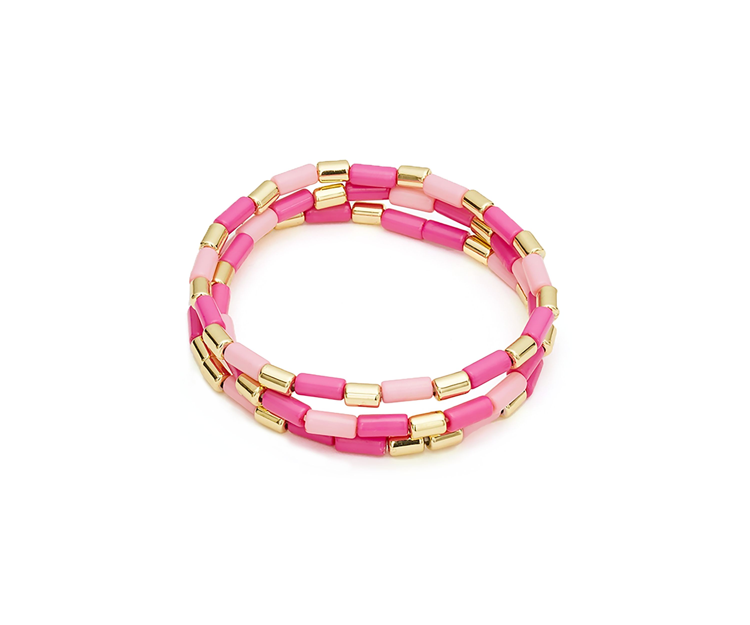 Gold Tone Bead Stretch Trio Bracelet Set