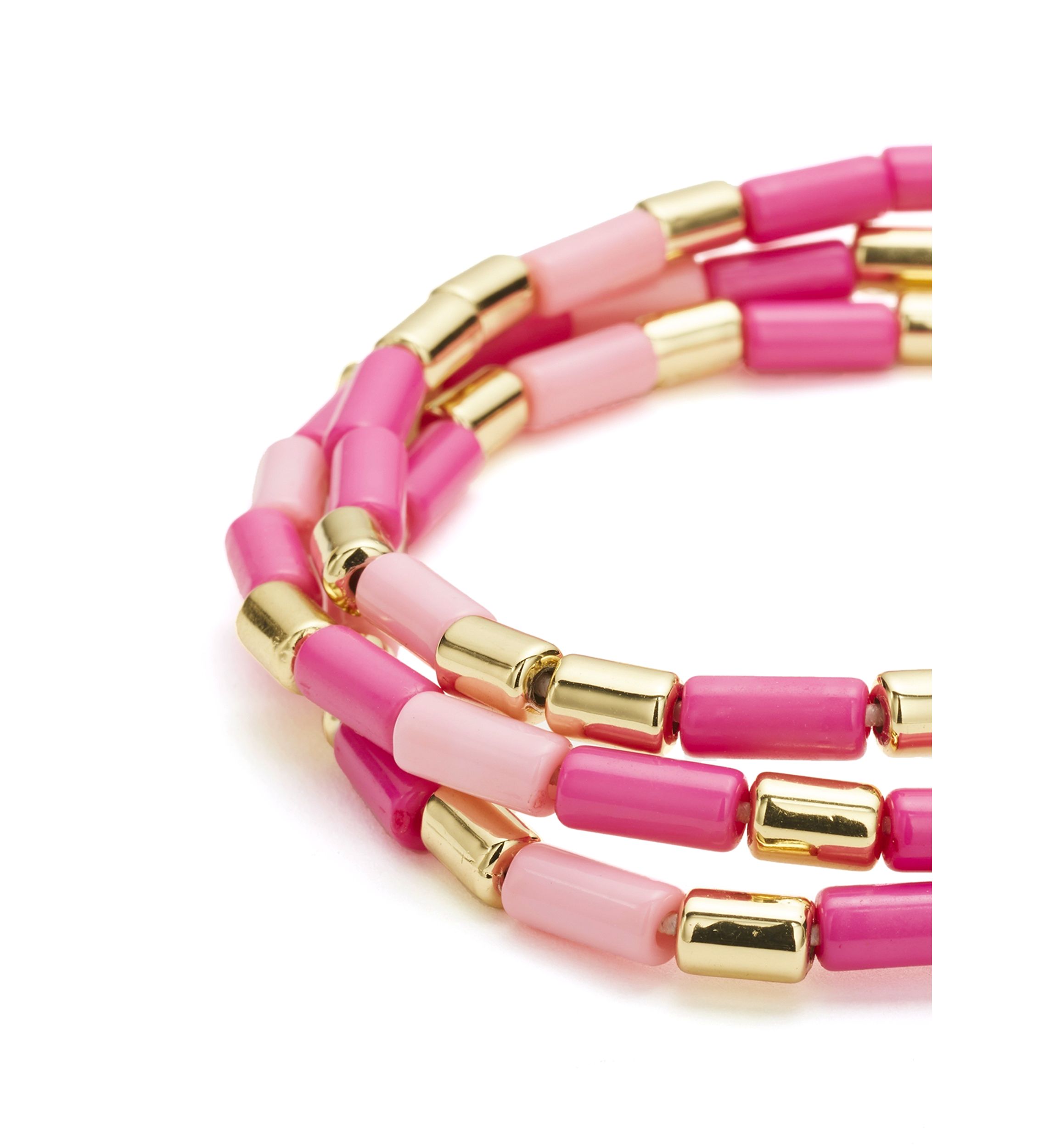 Gold Tone Bead Stretch Trio Bracelet Set