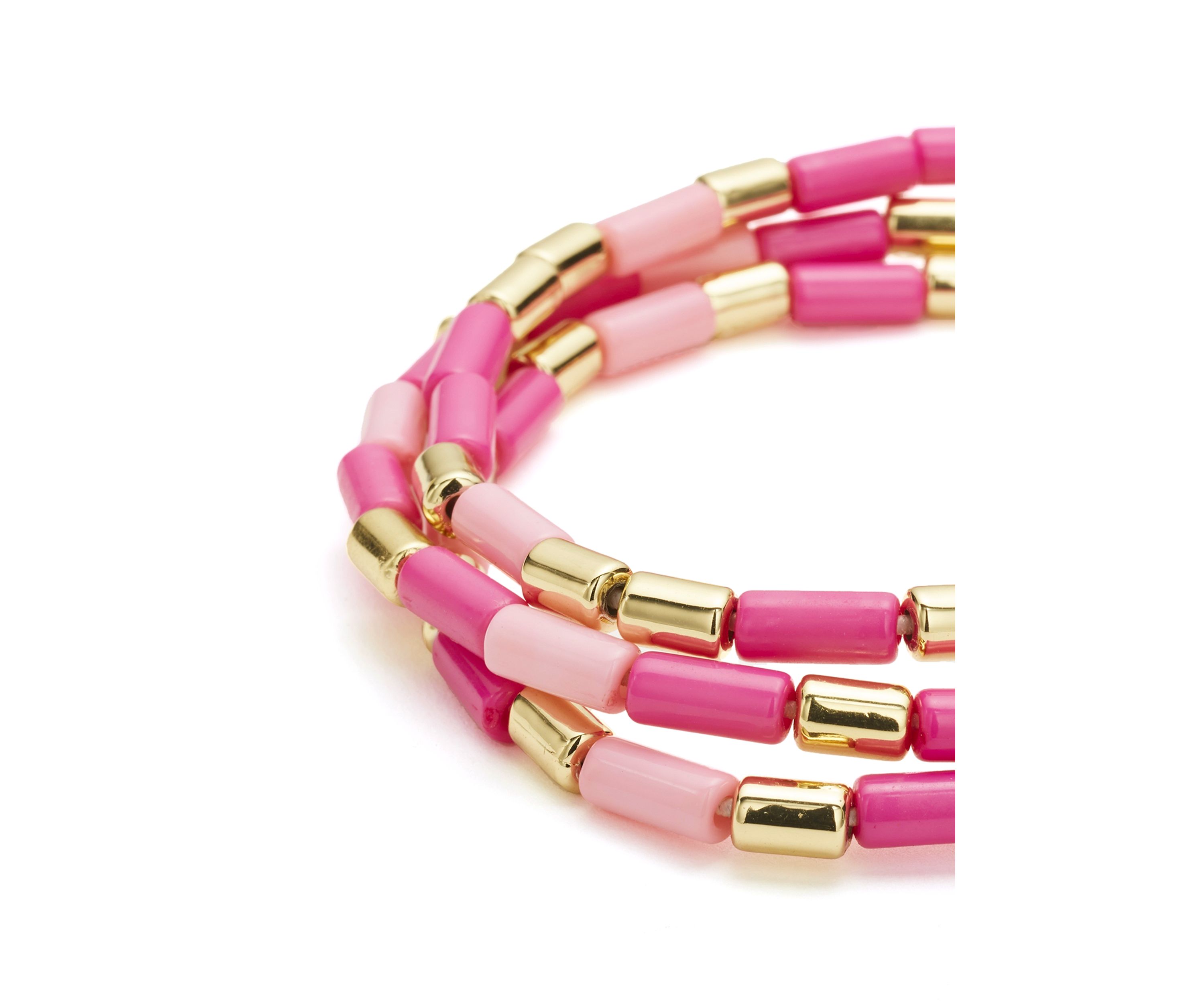 Gold Tone Bead Stretch Trio Bracelet Set