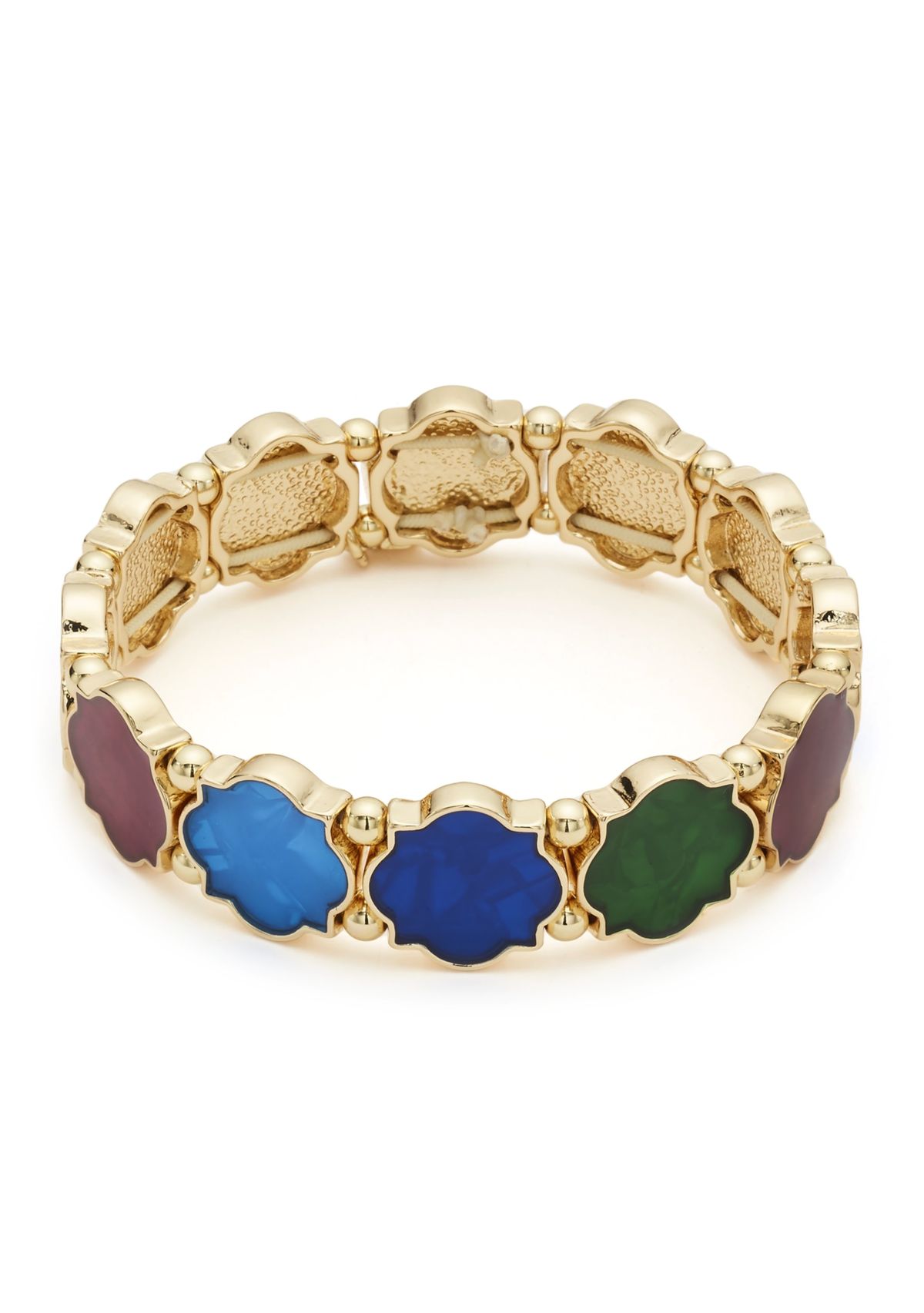 Gold Tone Quatrefoil Stretch Bracelet