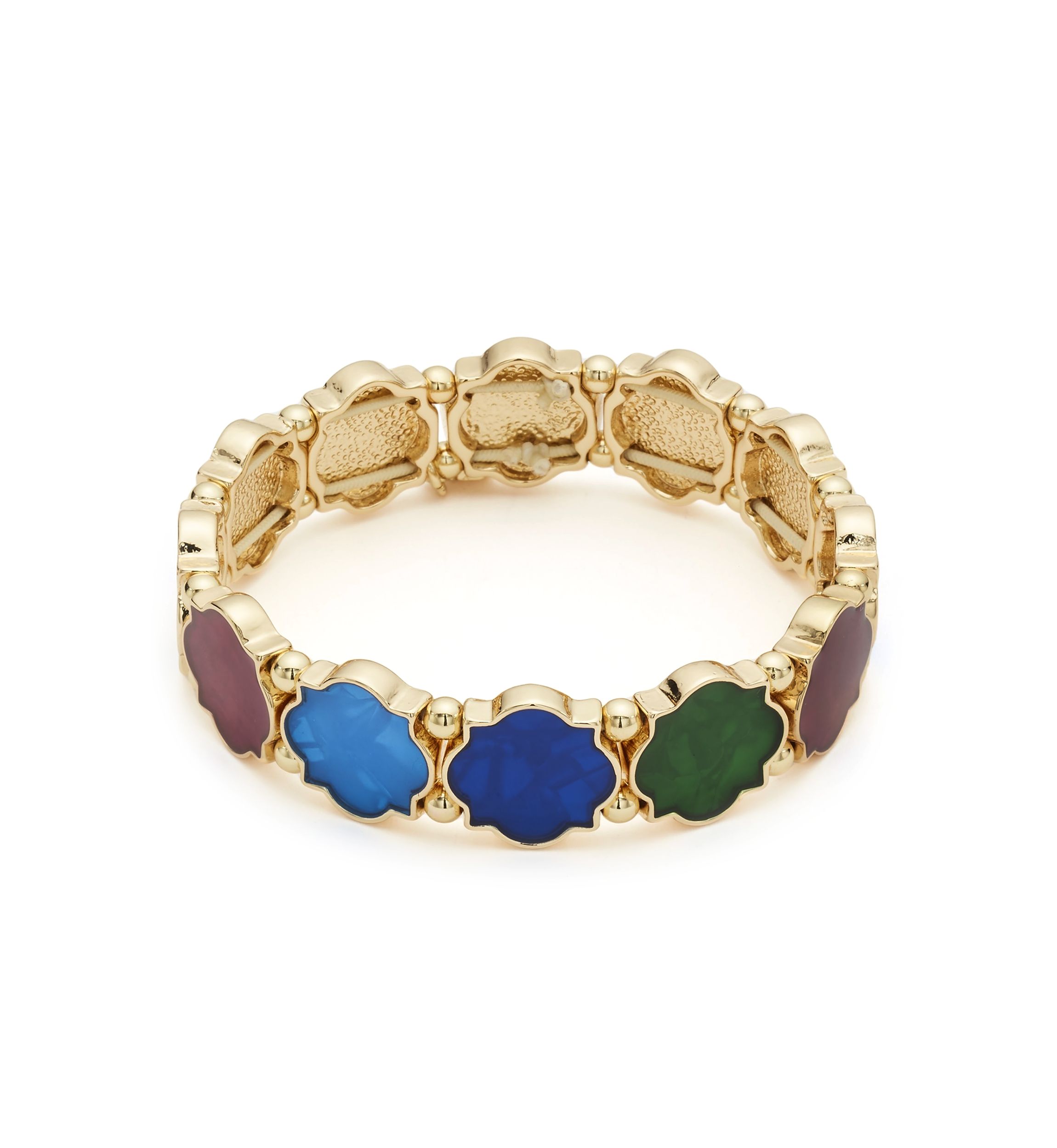Gold Tone Quatrefoil Stretch Bracelet