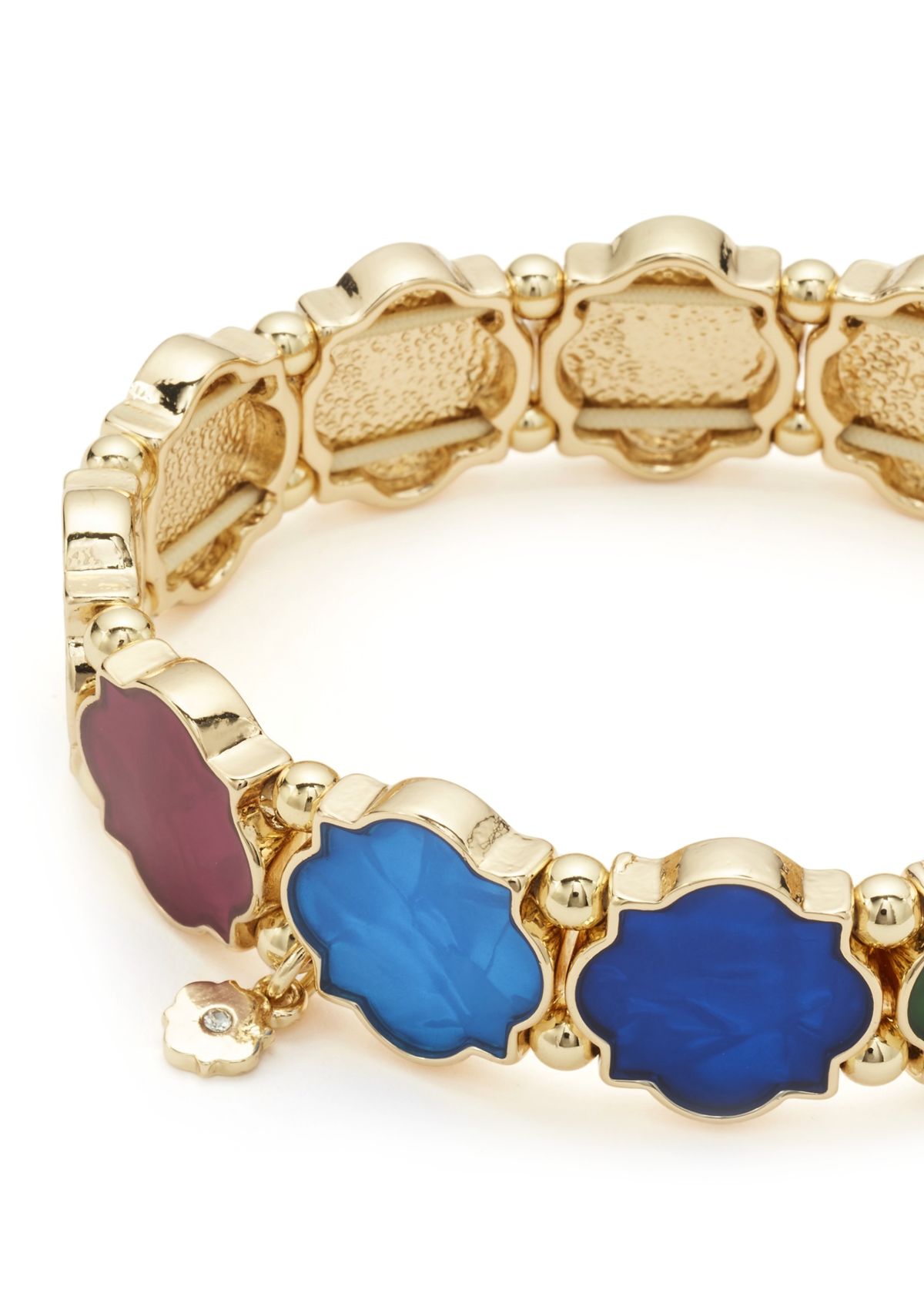 Gold Tone Quatrefoil Stretch Bracelet