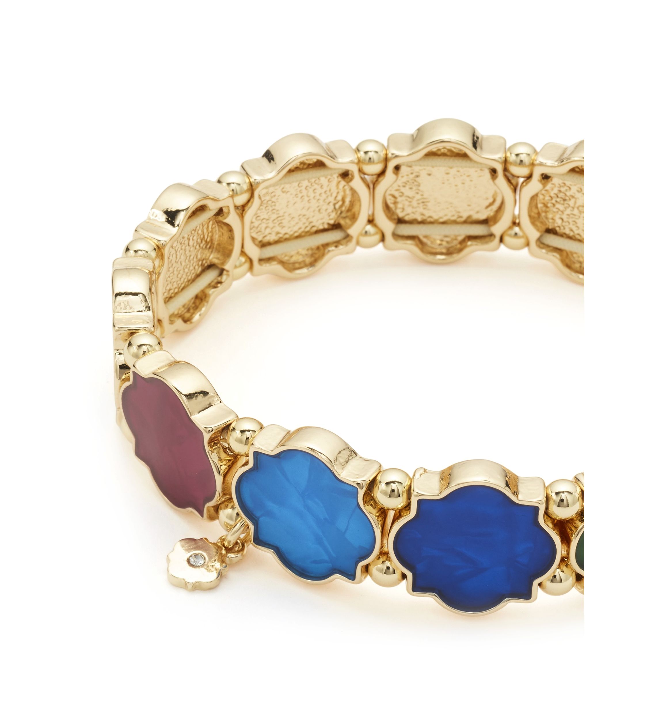 Gold Tone Quatrefoil Stretch Bracelet