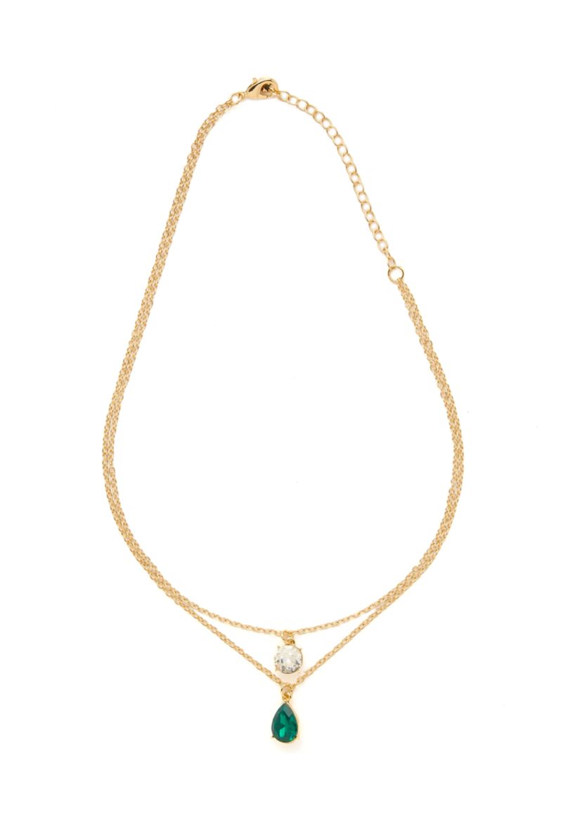 Gold Tone Cluster Stud Earrings and Multirow Pendant Necklace Set